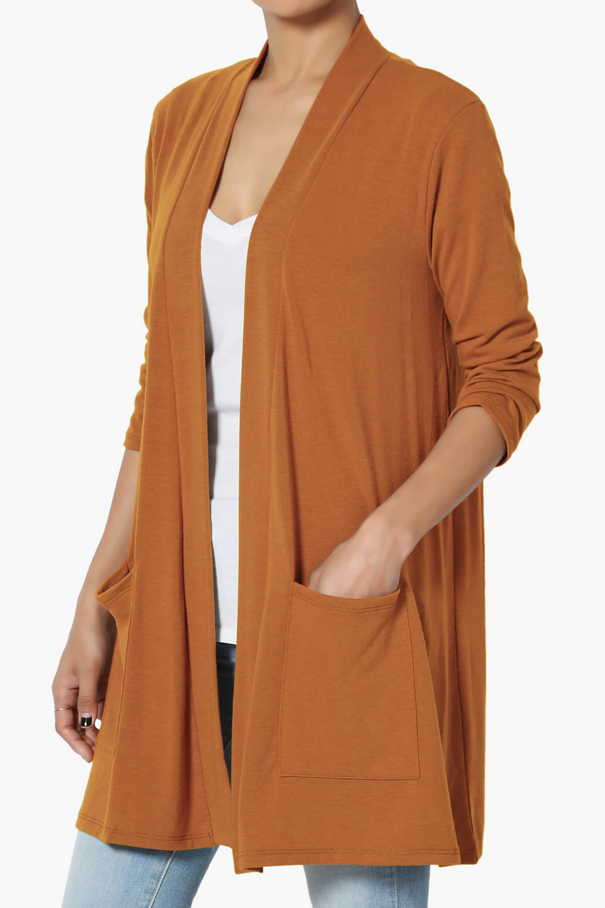 Daday Slouchy Pocket 3/4 Sleeve Cardigan ALMOND_3