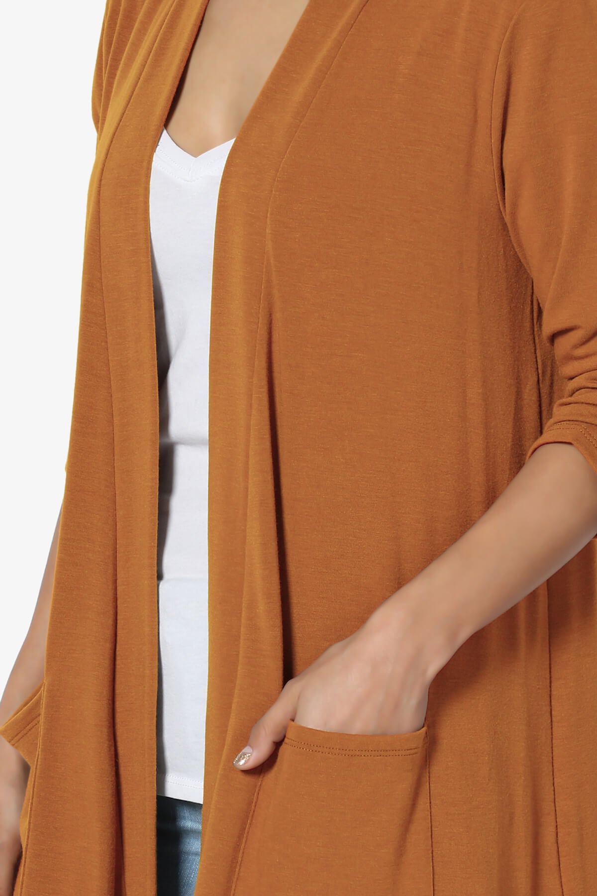 Daday Slouchy Pocket 3/4 Sleeve Cardigan ALMOND_5