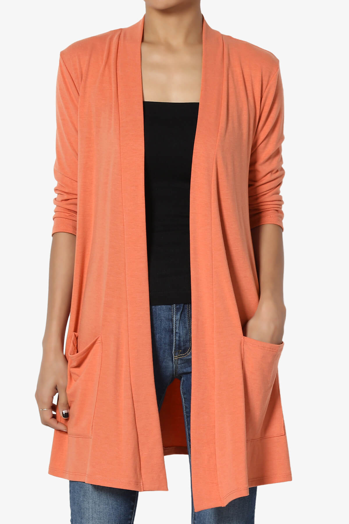 Daday Slouchy Pocket 3/4 Sleeve Cardigan ASH COPPER_1