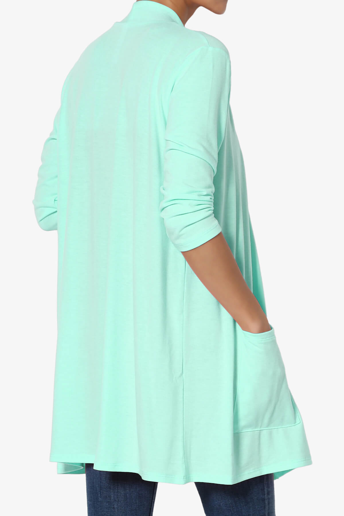 Daday Slouchy Pocket 3/4 Sleeve Cardigan BLUE MINT_4