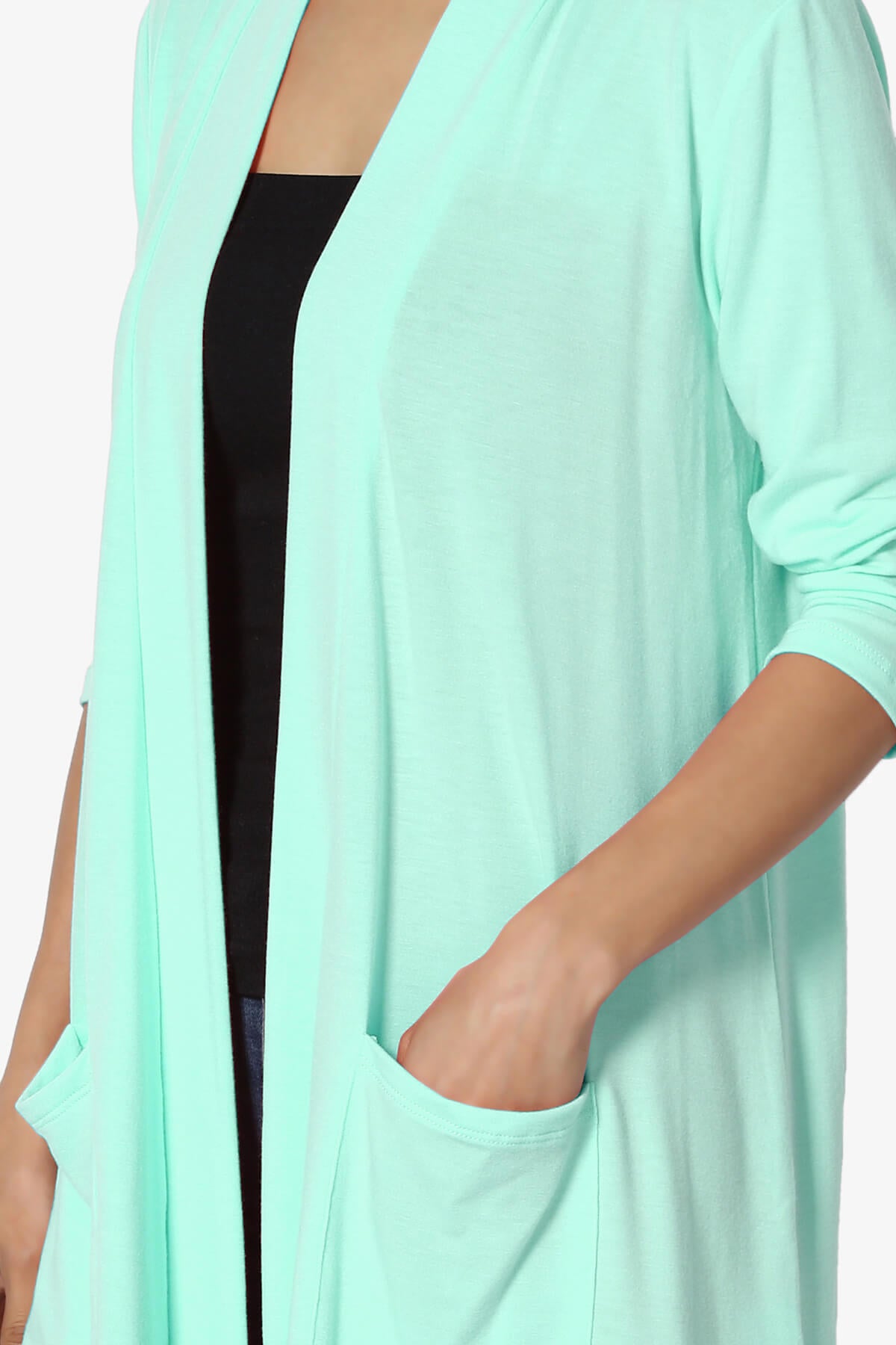 Daday Slouchy Pocket 3/4 Sleeve Cardigan BLUE MINT_5