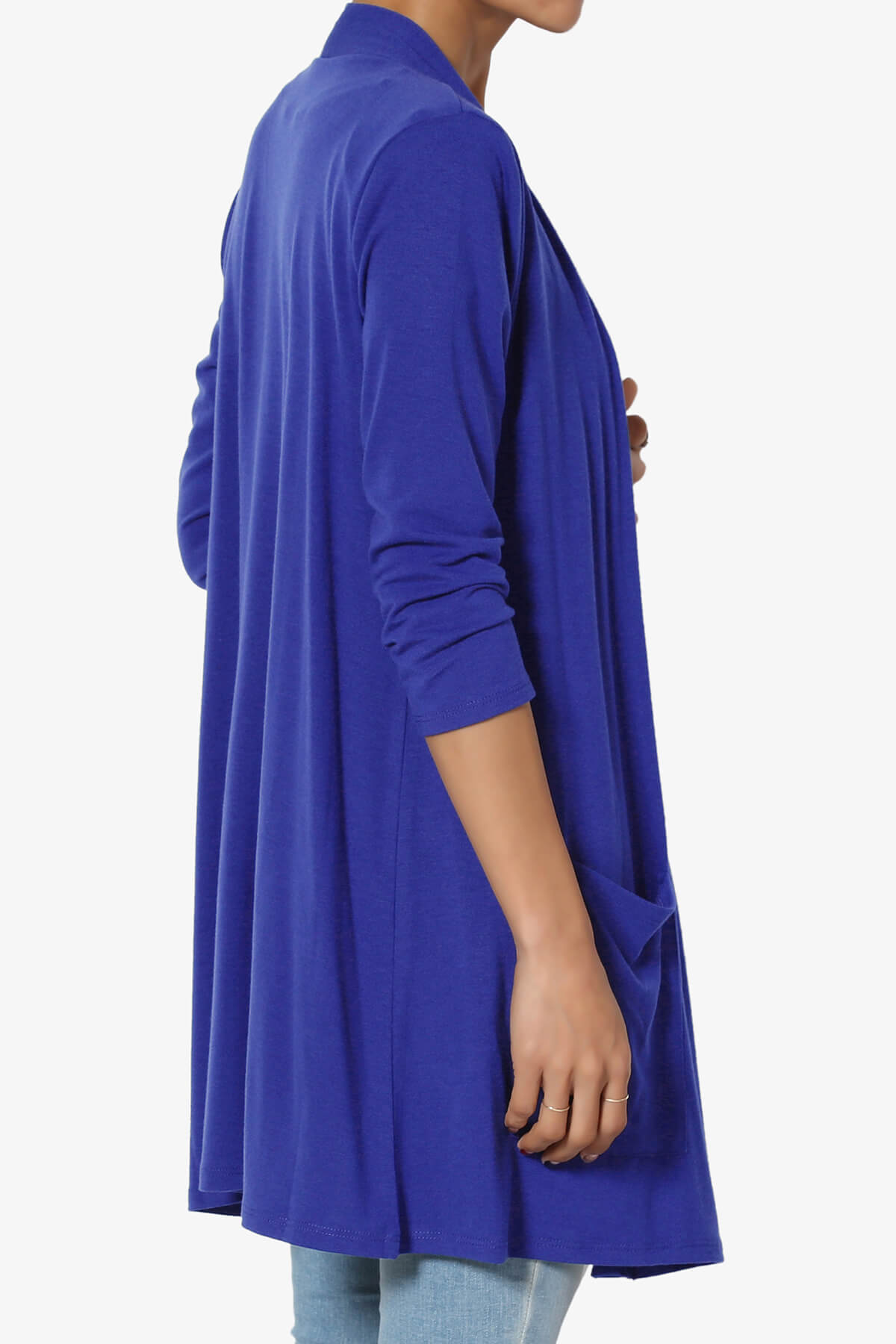 Daday Slouchy Pocket 3/4 Sleeve Cardigan BRIGHT BLUE_4
