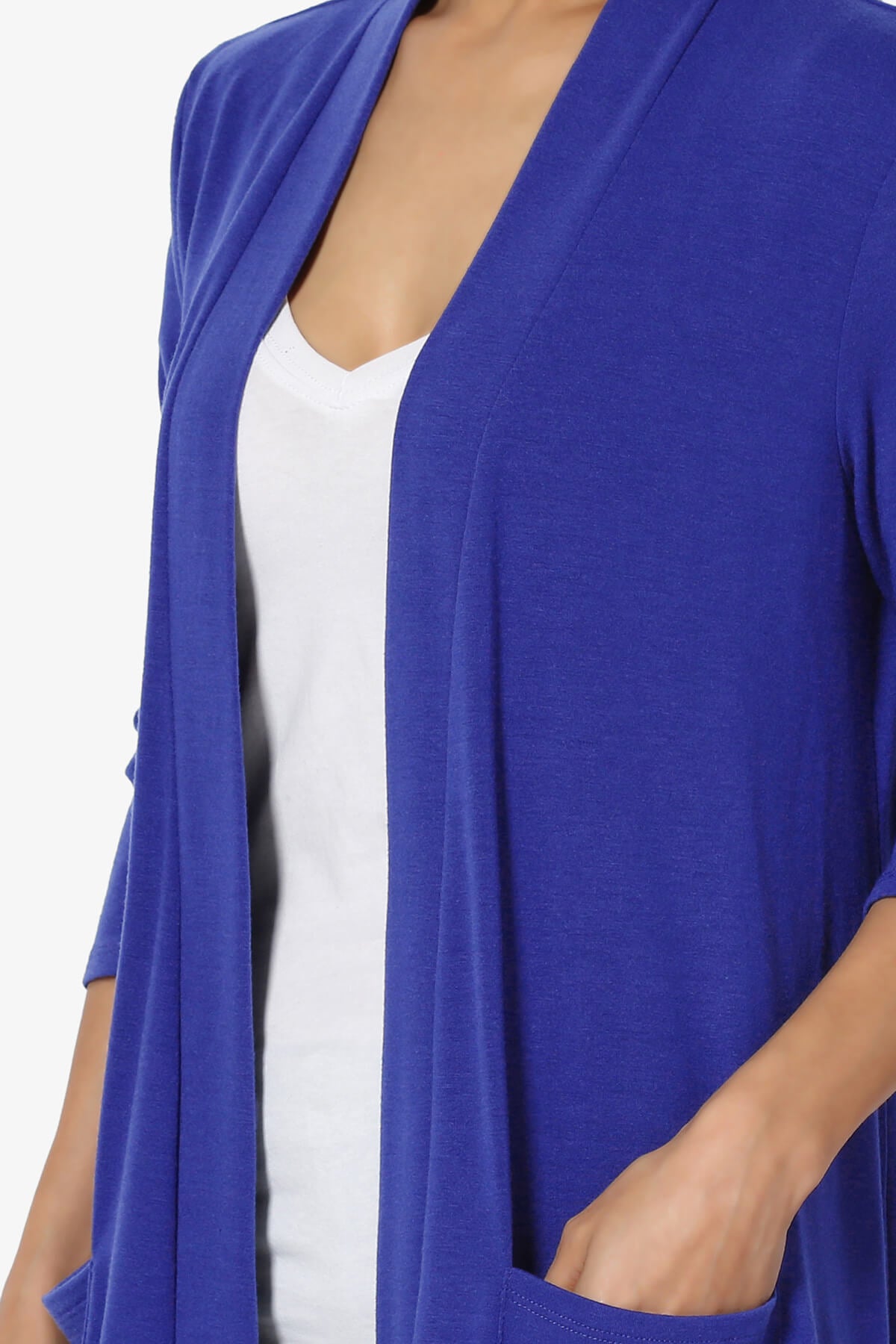 Daday Slouchy Pocket 3/4 Sleeve Cardigan BRIGHT BLUE_5