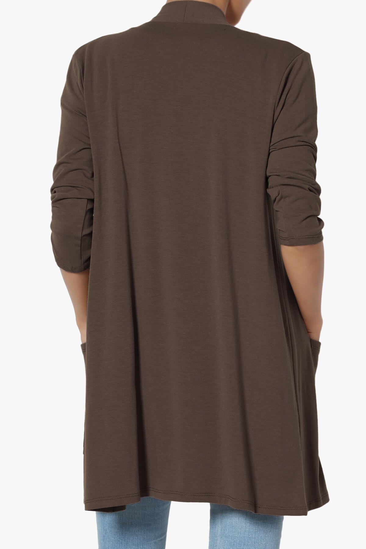 Daday Slouchy Pocket 3/4 Sleeve Cardigan BROWN_2