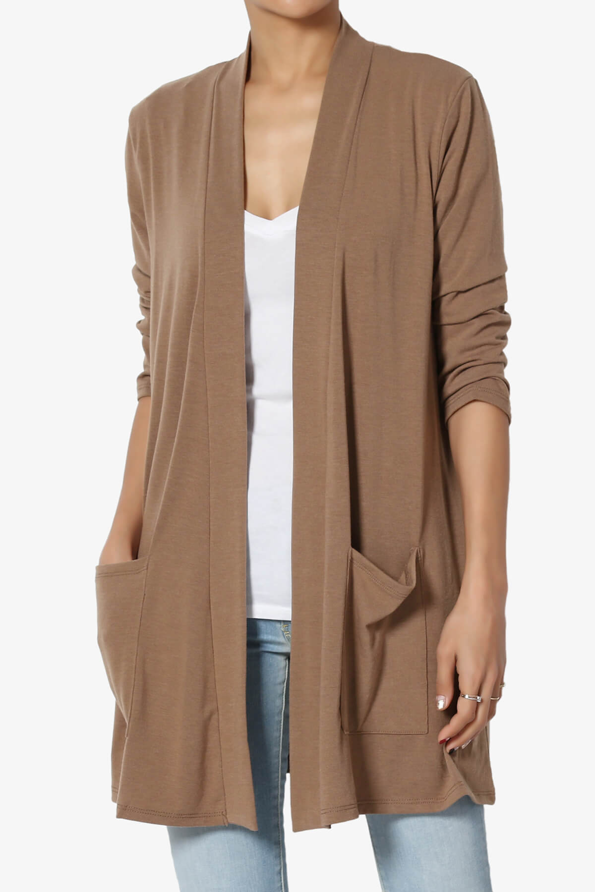 Daday Slouchy Pocket 3/4 Sleeve Cardigan COCOA_1