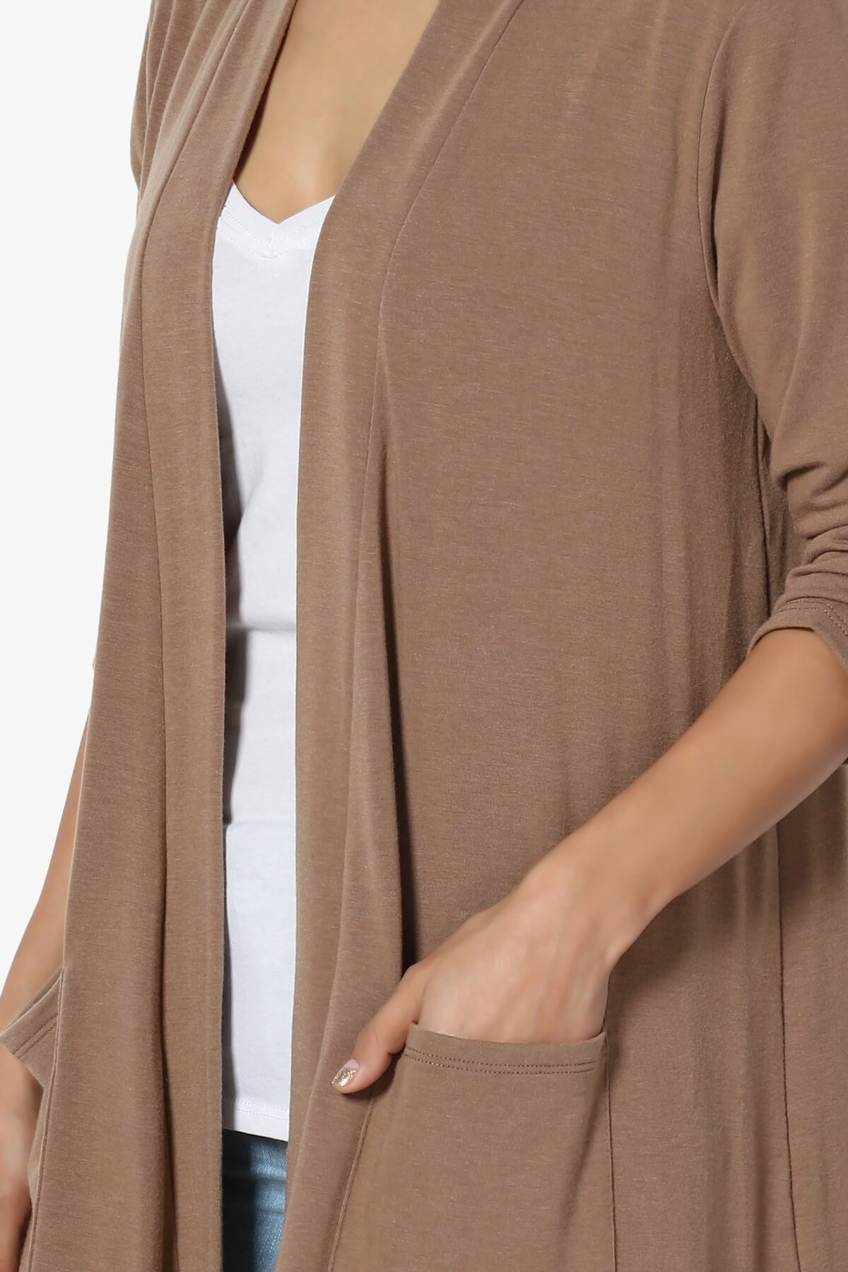 Daday Slouchy Pocket 3/4 Sleeve Cardigan COCOA_5
