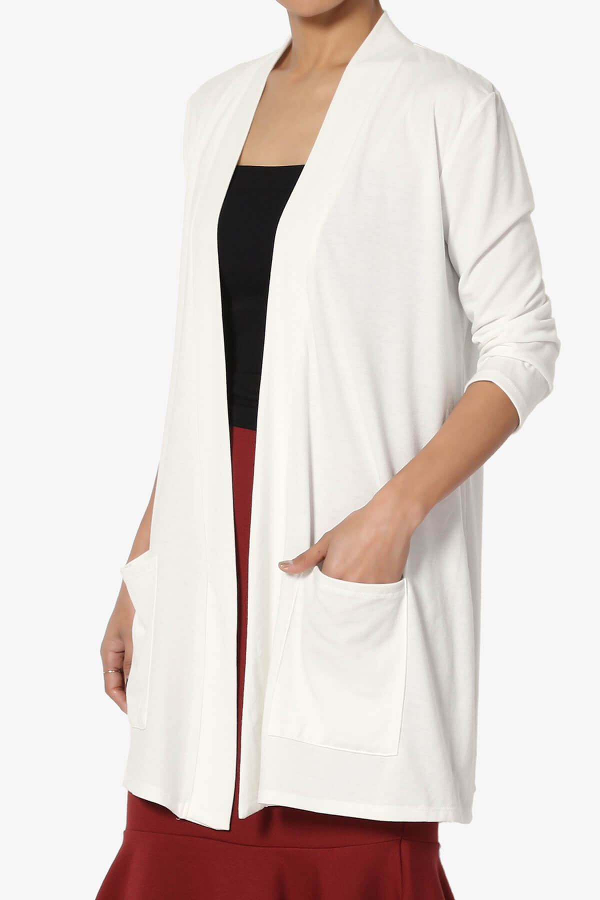 Daday Slouchy Pocket 3/4 Sleeve Cardigan CREAM_3