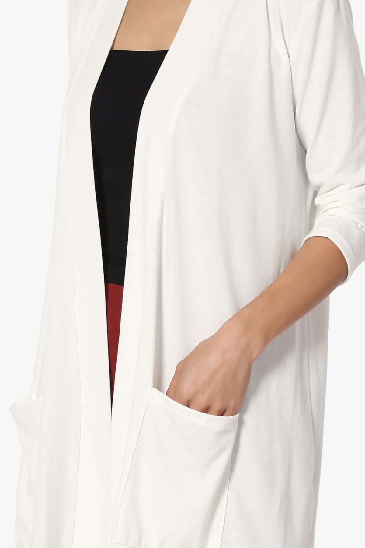 Daday Slouchy Pocket 3/4 Sleeve Cardigan CREAM_5