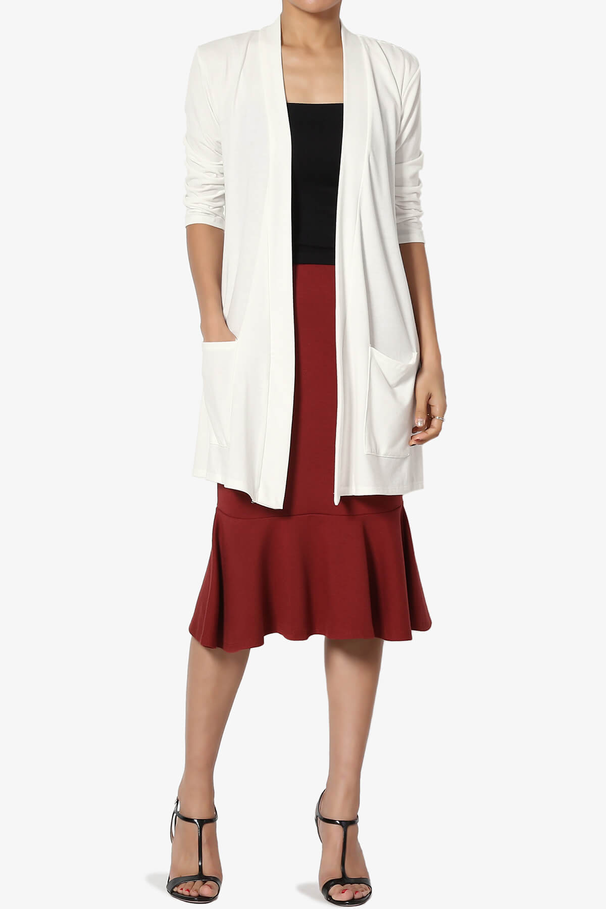 Daday Slouchy Pocket 3/4 Sleeve Cardigan CREAM_6