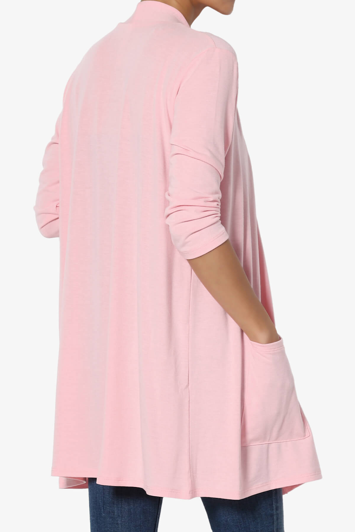 Daday Slouchy Pocket 3/4 Sleeve Cardigan DARK PINK_4