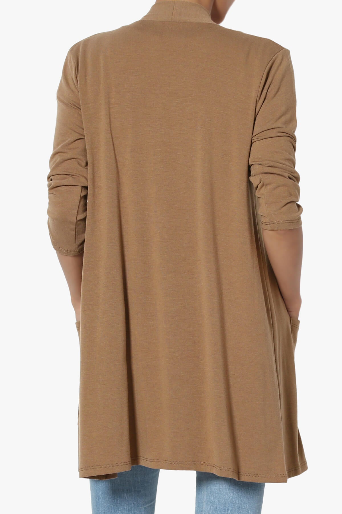 Daday Slouchy Pocket 3/4 Sleeve Cardigan DEEP CAMEL_2