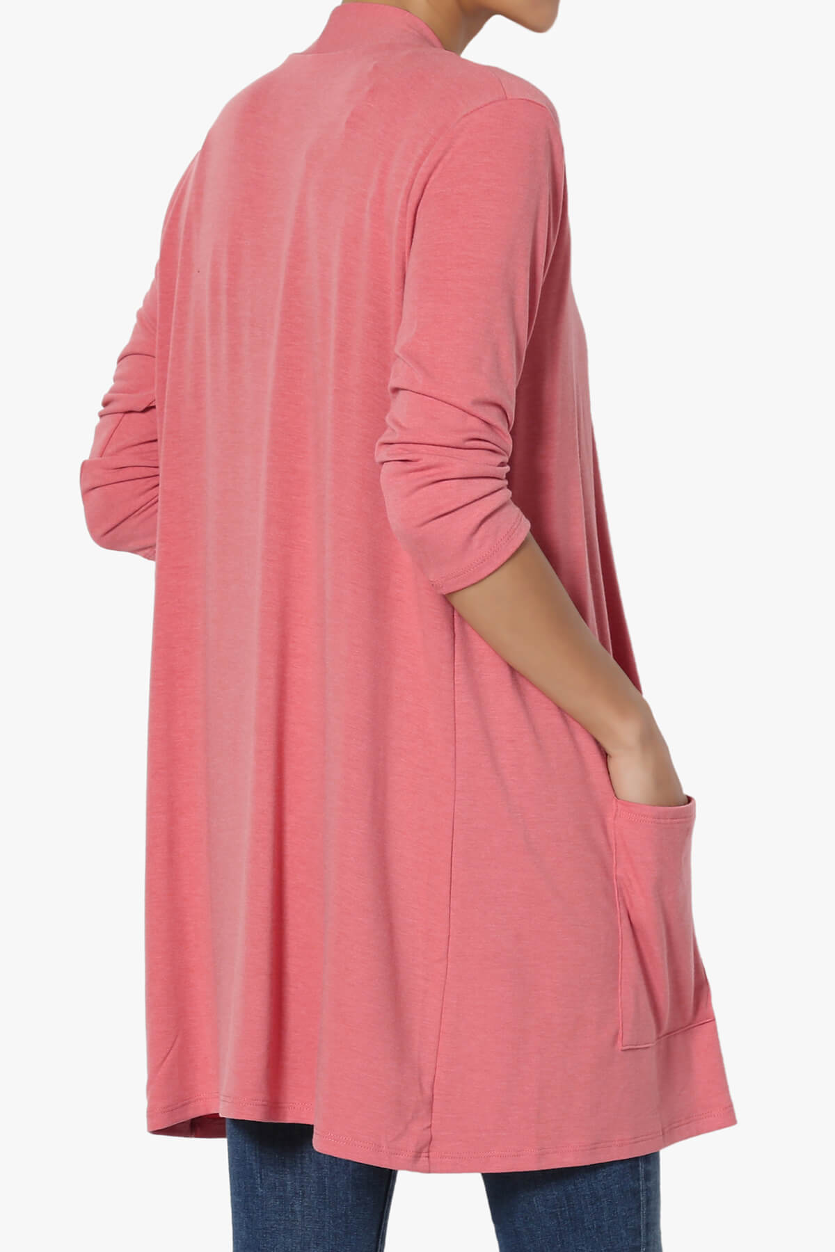 Daday Slouchy Pocket 3/4 Sleeve Cardigan DESERT ROSE_4