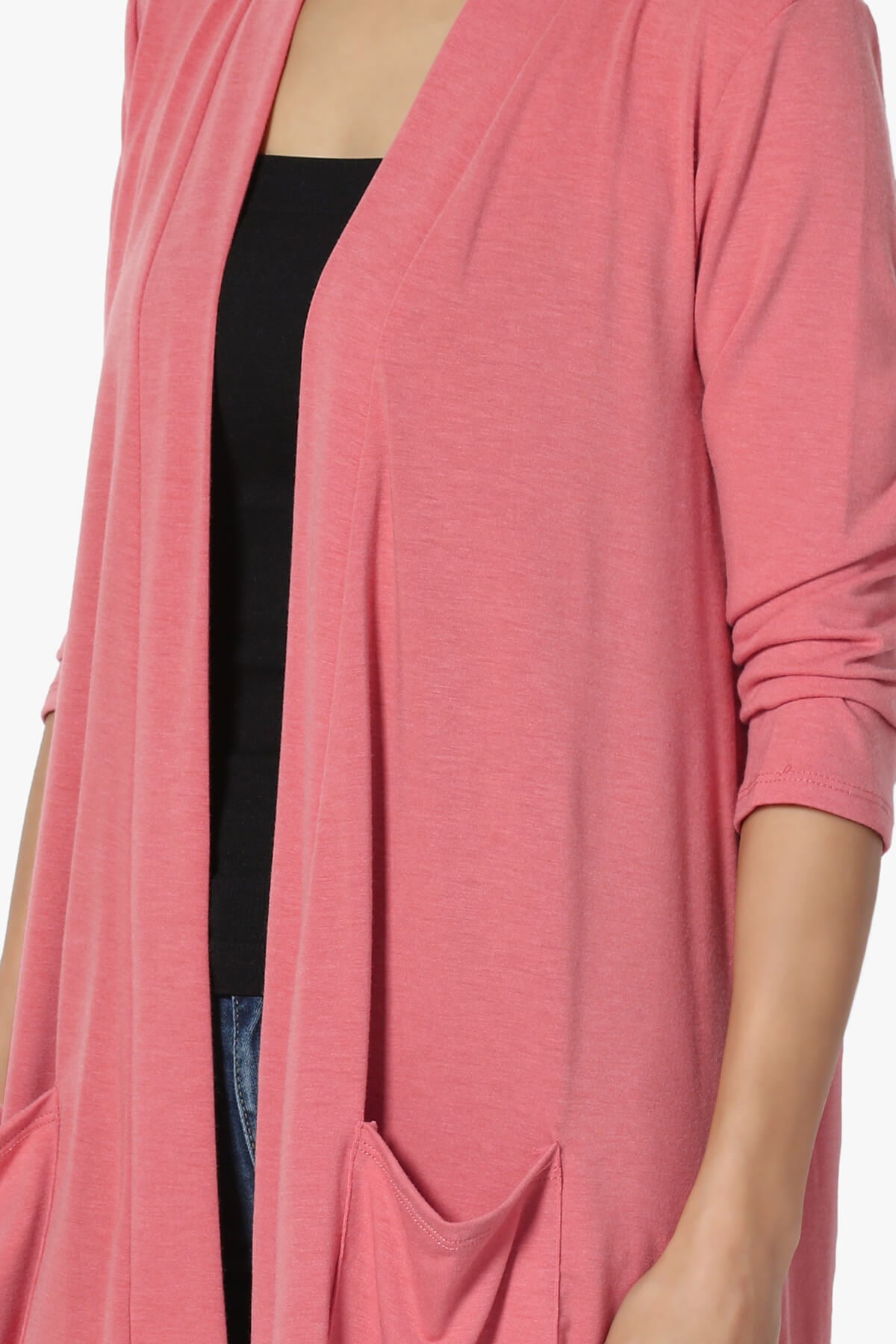 Daday Slouchy Pocket 3/4 Sleeve Cardigan DESERT ROSE_5