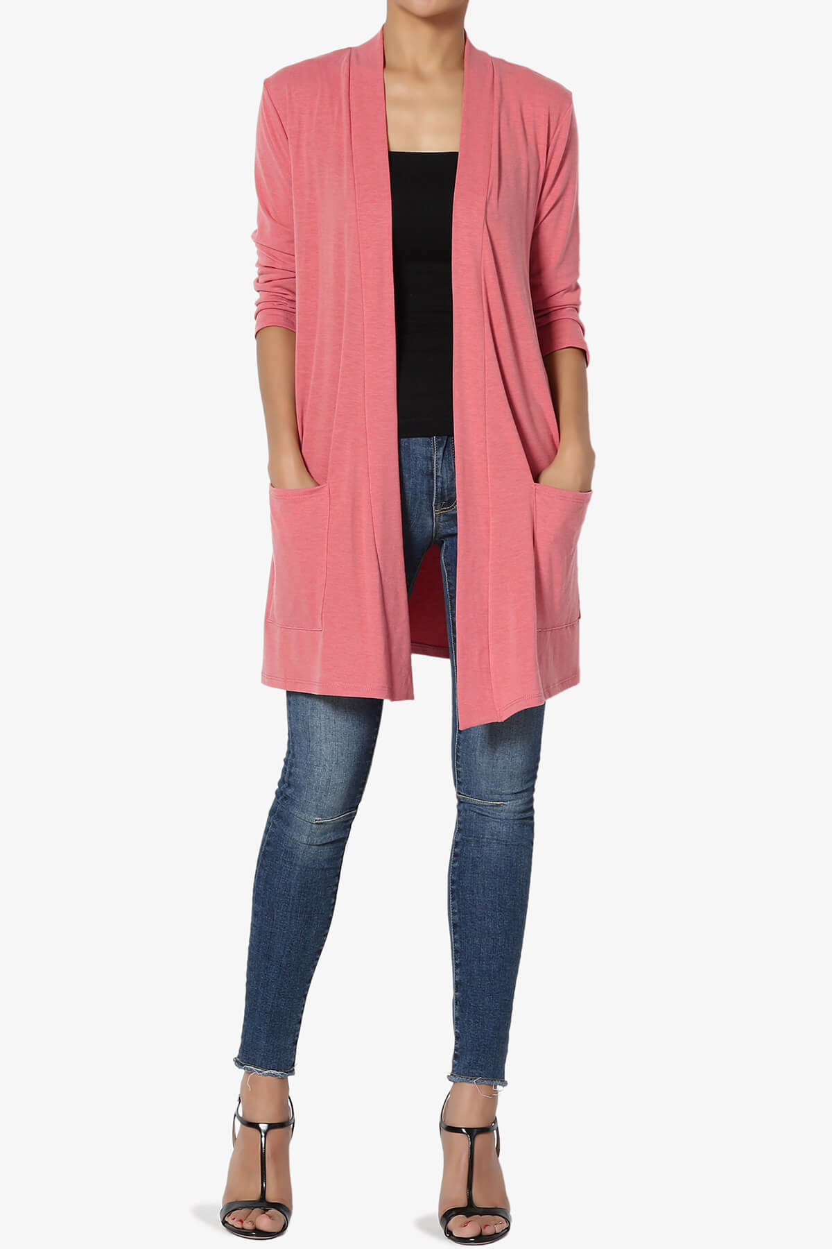 Daday Slouchy Pocket 3/4 Sleeve Cardigan DESERT ROSE_6