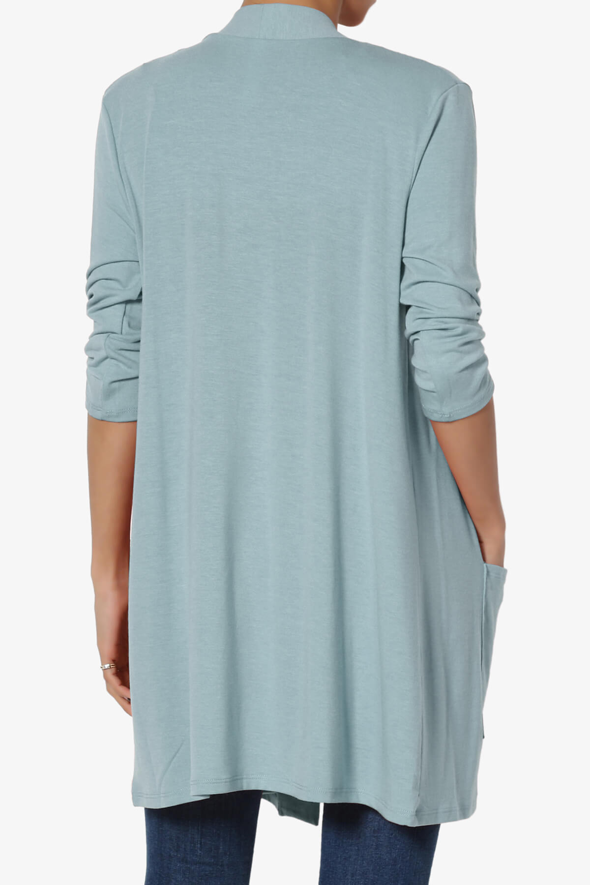 Daday Slouchy Pocket 3/4 Sleeve Cardigan DUSTY BLUE_2