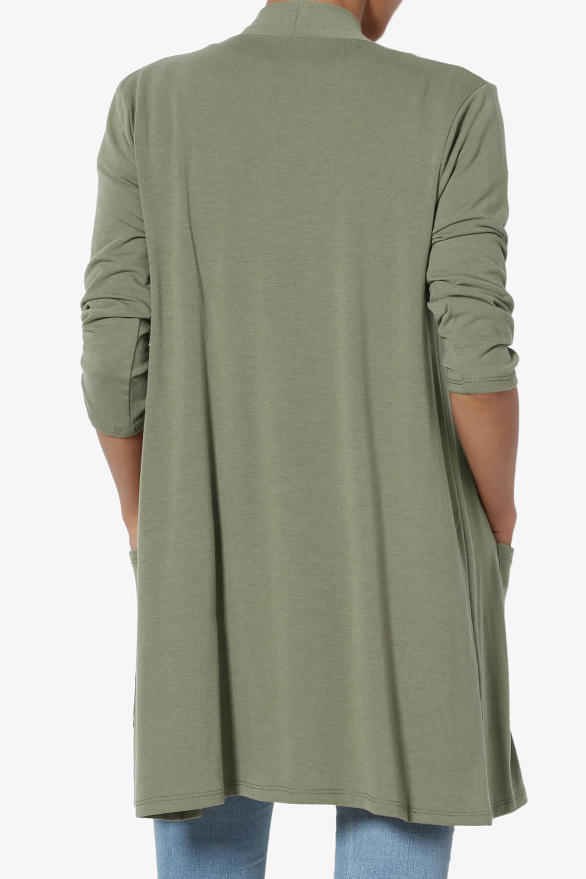 Daday Slouchy Pocket 3/4 Sleeve Cardigan DUSTY OLIVE_2