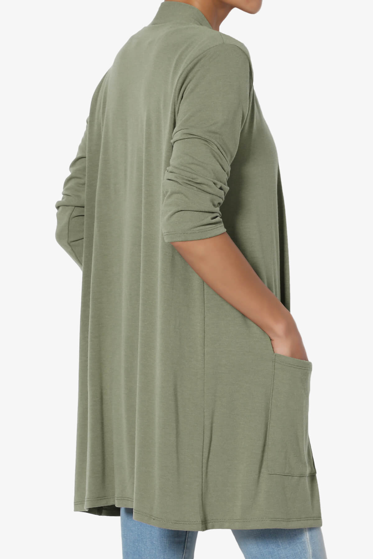 Daday Slouchy Pocket 3/4 Sleeve Cardigan DUSTY OLIVE_4