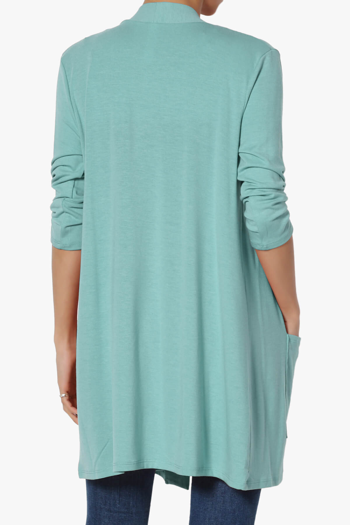 Daday Slouchy Pocket 3/4 Sleeve Cardigan DUSTY TEAL_2