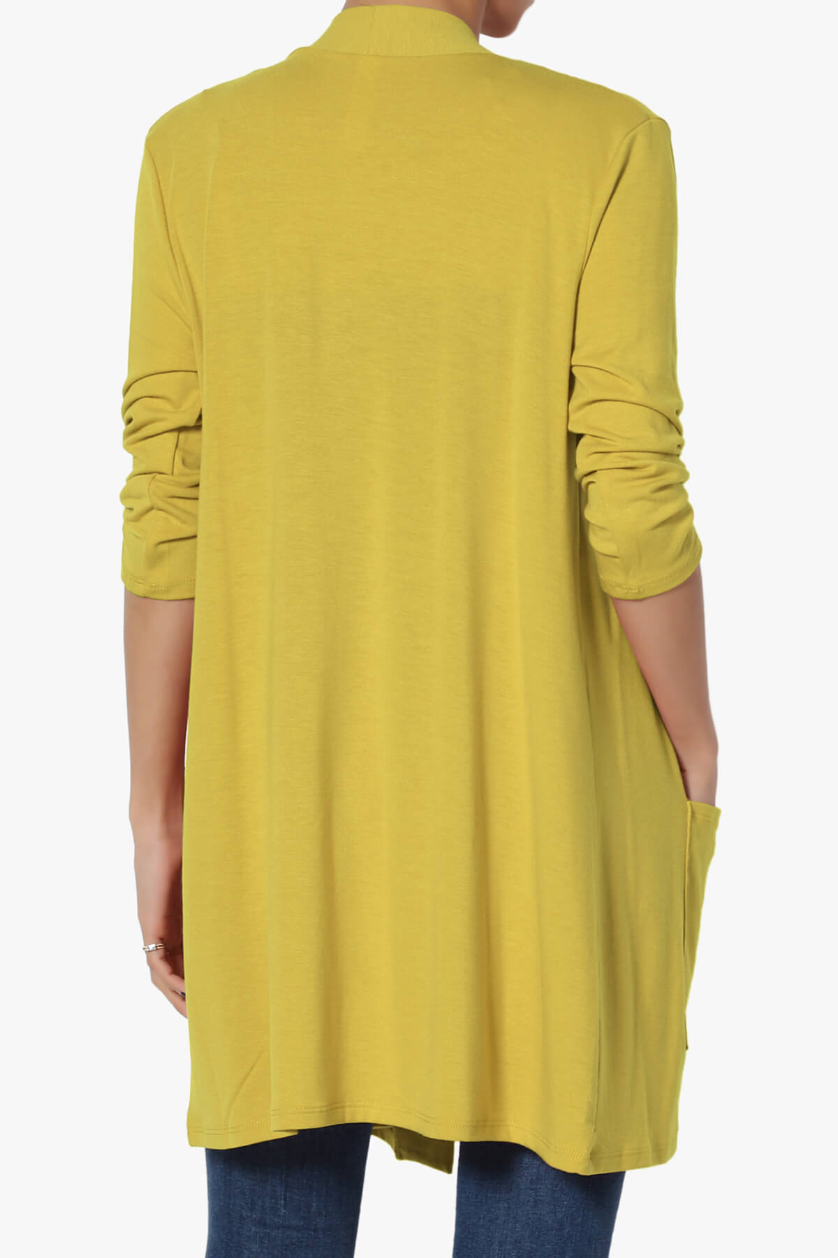 Daday Slouchy Pocket 3/4 Sleeve Cardigan GOLDEN WASABI_2