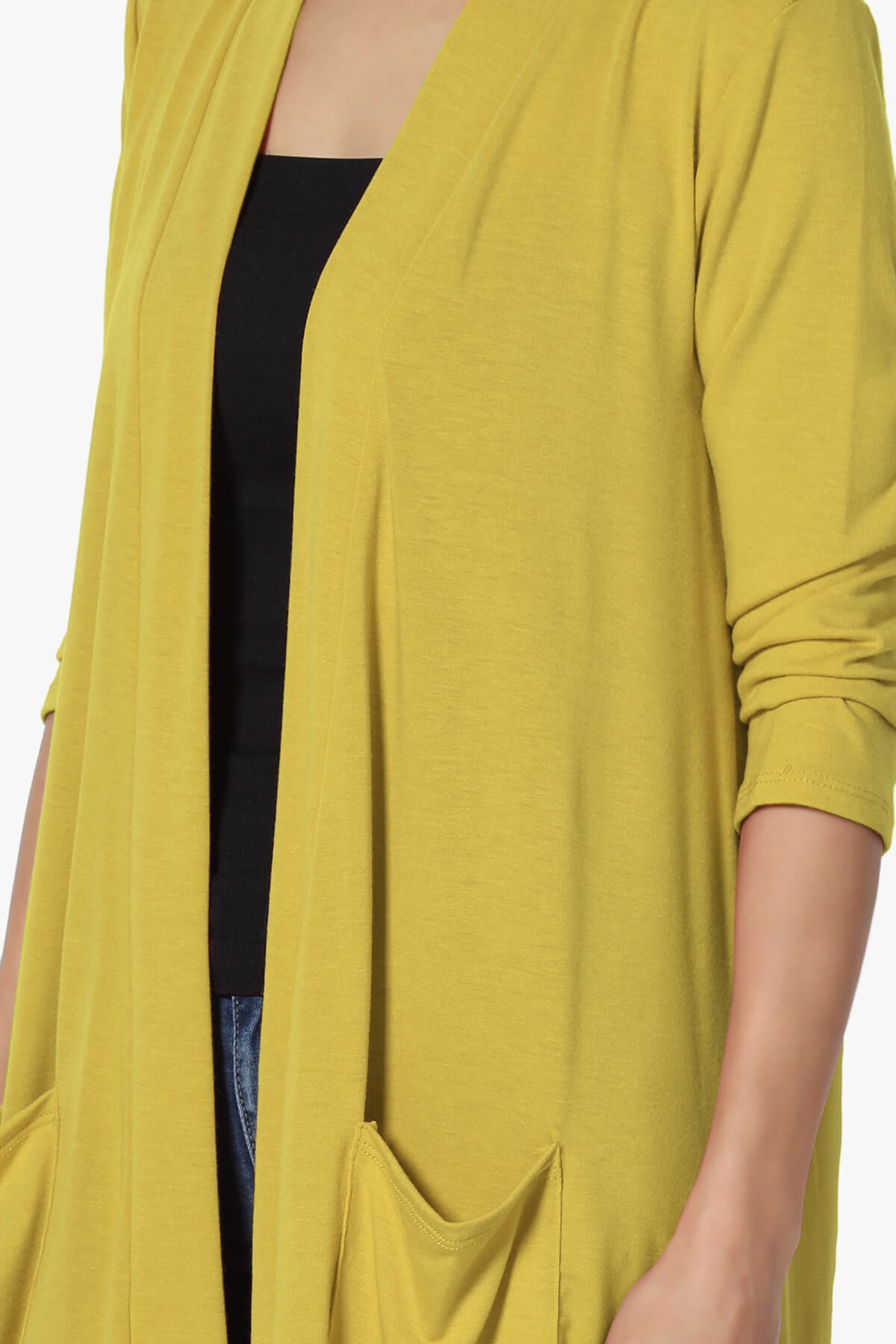 Daday Slouchy Pocket 3/4 Sleeve Cardigan GOLDEN WASABI_5