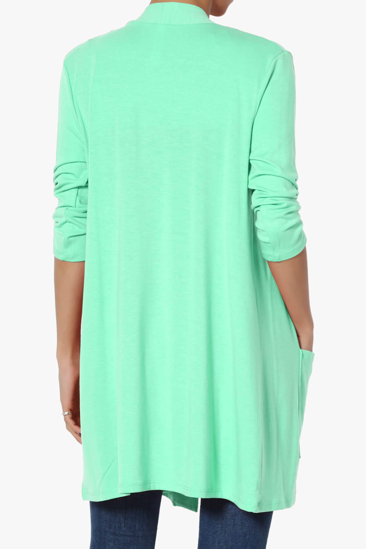 Daday Slouchy Pocket 3/4 Sleeve Cardigan GREEN MINT_2