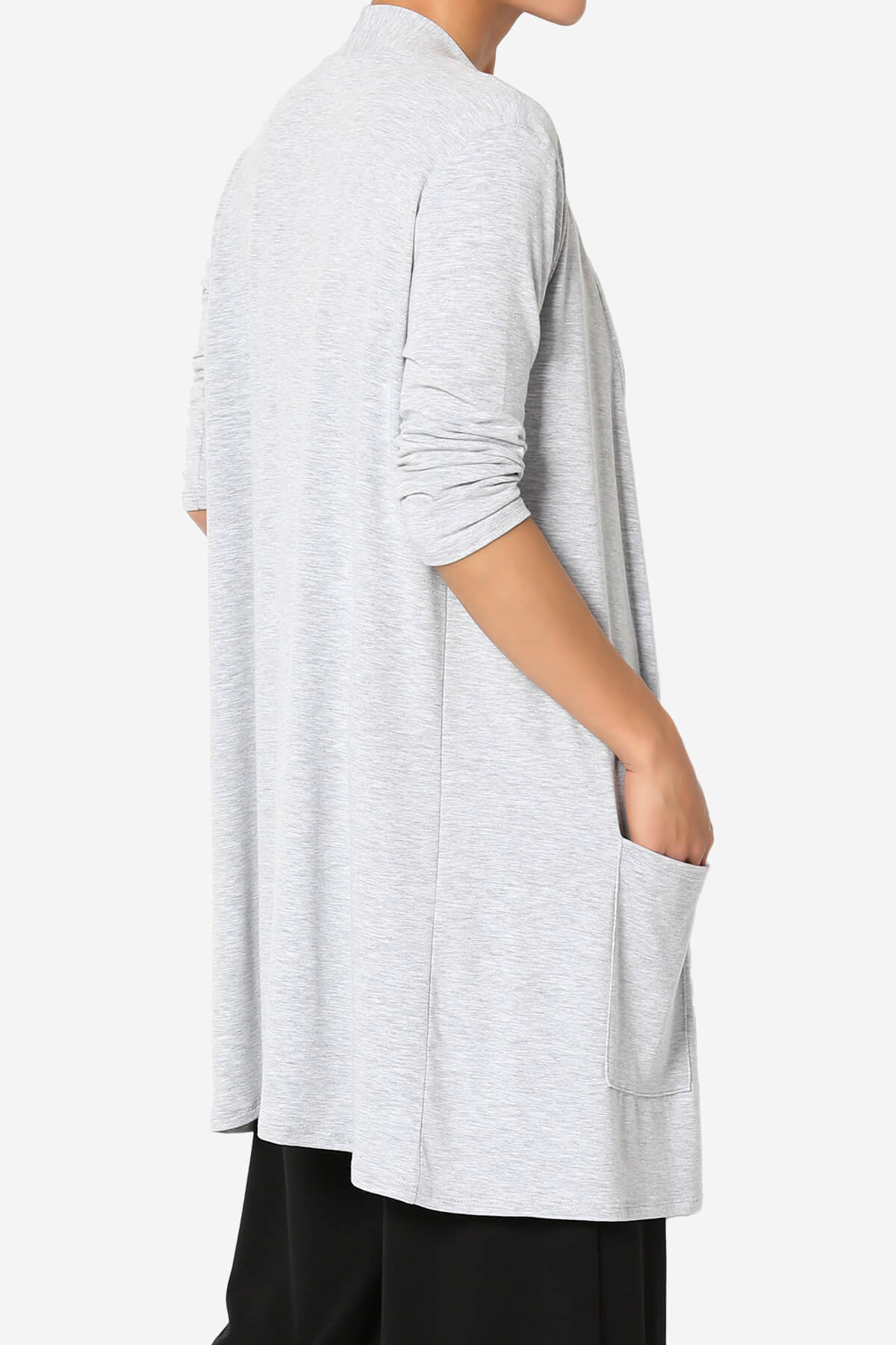 Daday Slouchy Pocket 3/4 Sleeve Cardigan HEATHER GREY_4