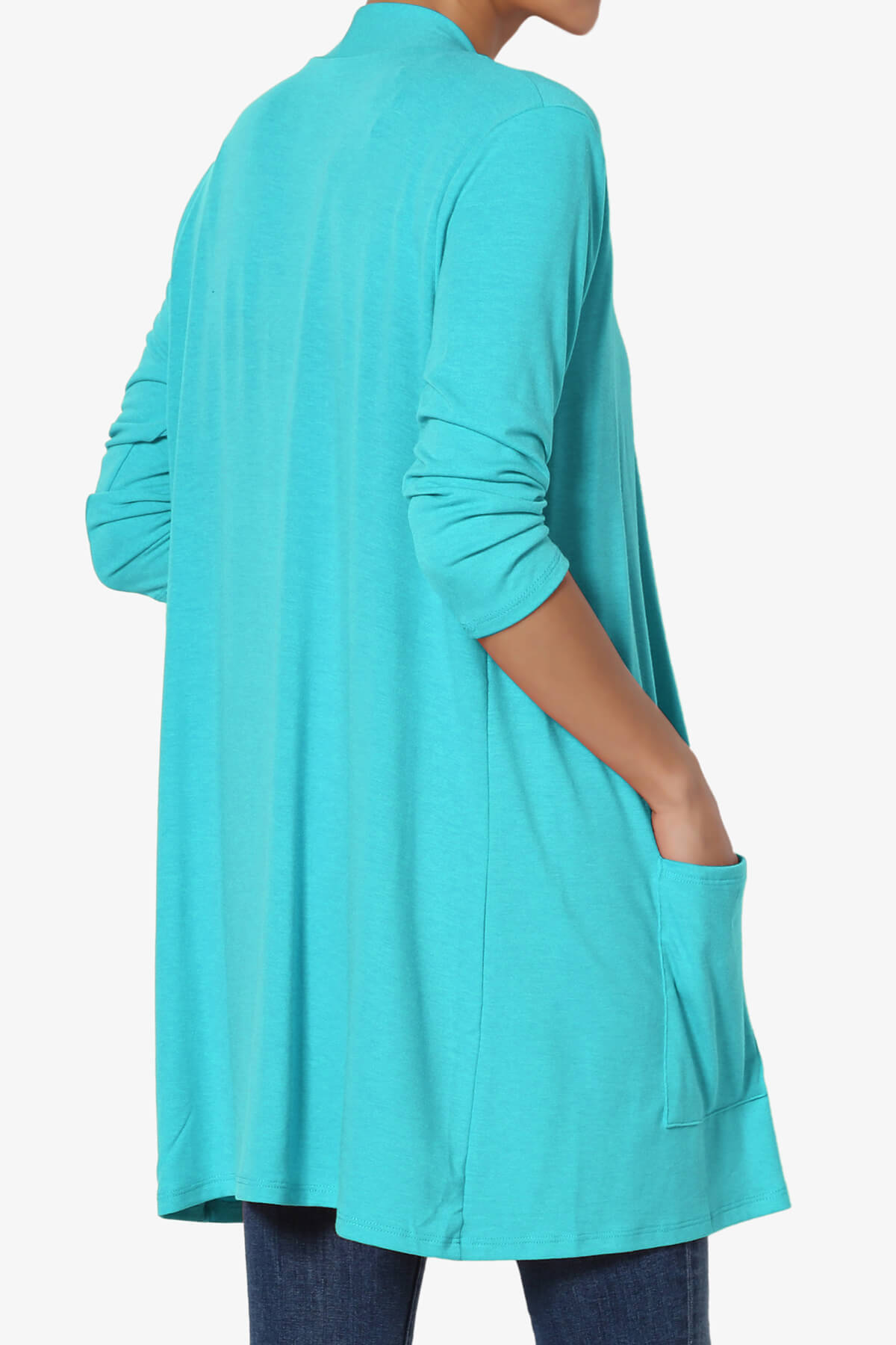 Daday Slouchy Pocket 3/4 Sleeve Cardigan ICE BLUE_4