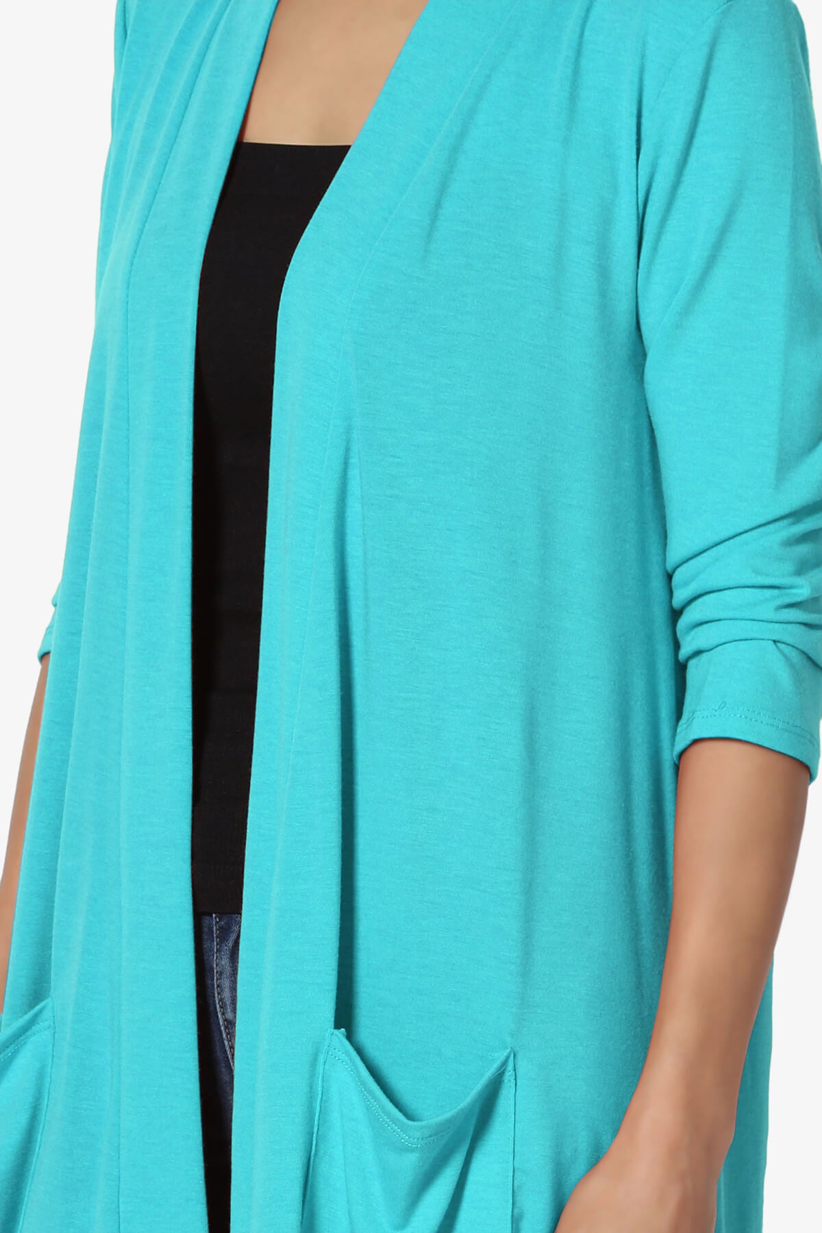 Daday Slouchy Pocket 3/4 Sleeve Cardigan ICE BLUE_5