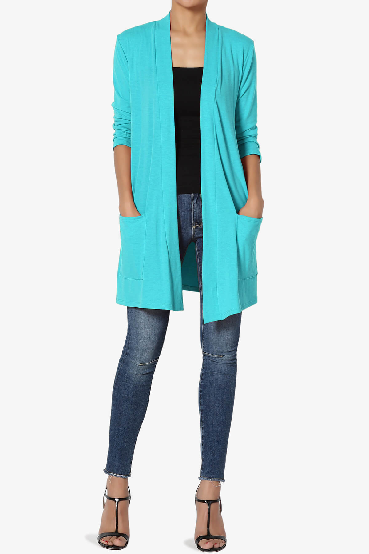 Daday Slouchy Pocket 3/4 Sleeve Cardigan ICE BLUE_6
