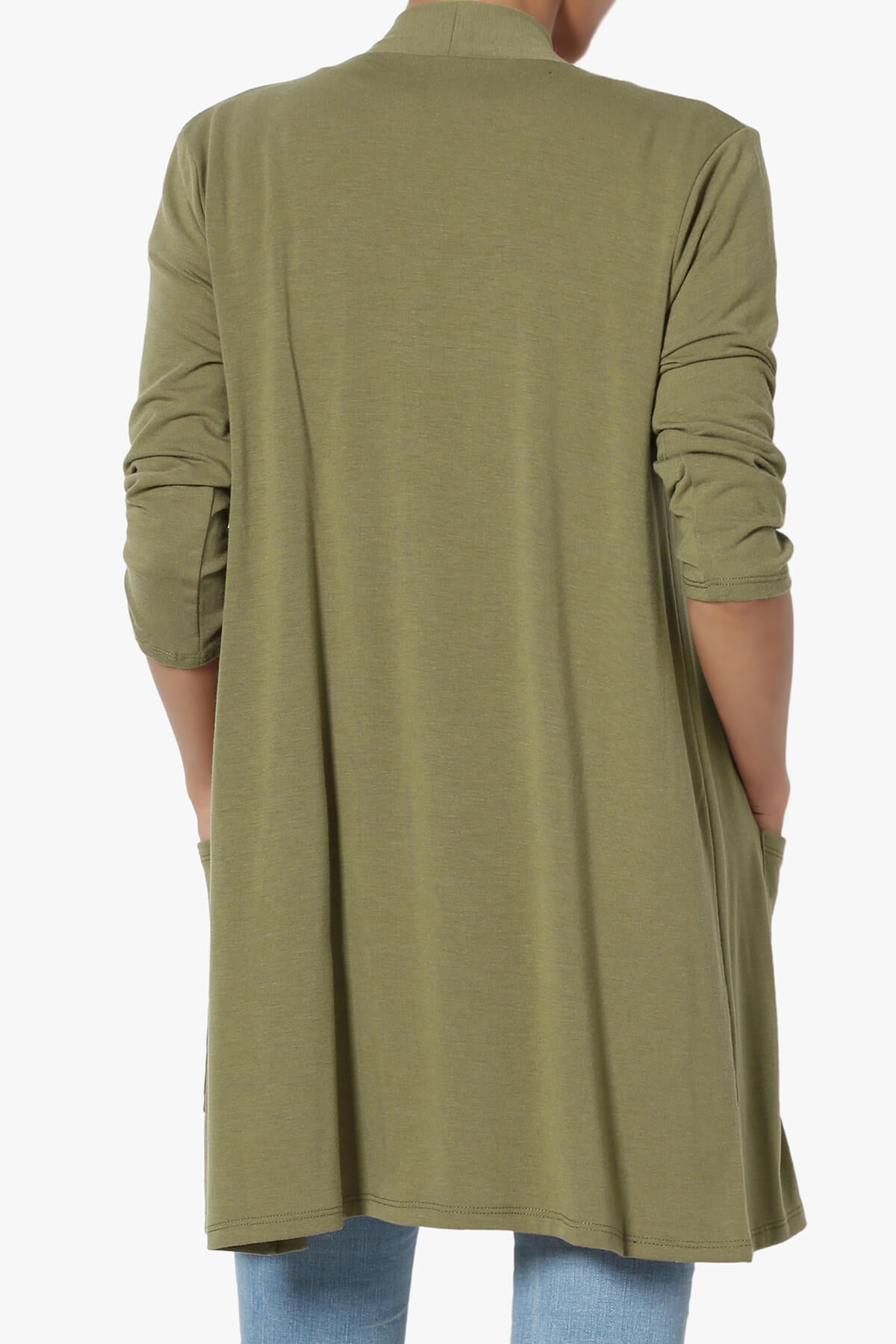 Daday Slouchy Pocket 3/4 Sleeve Cardigan KHAKI GREEN_2