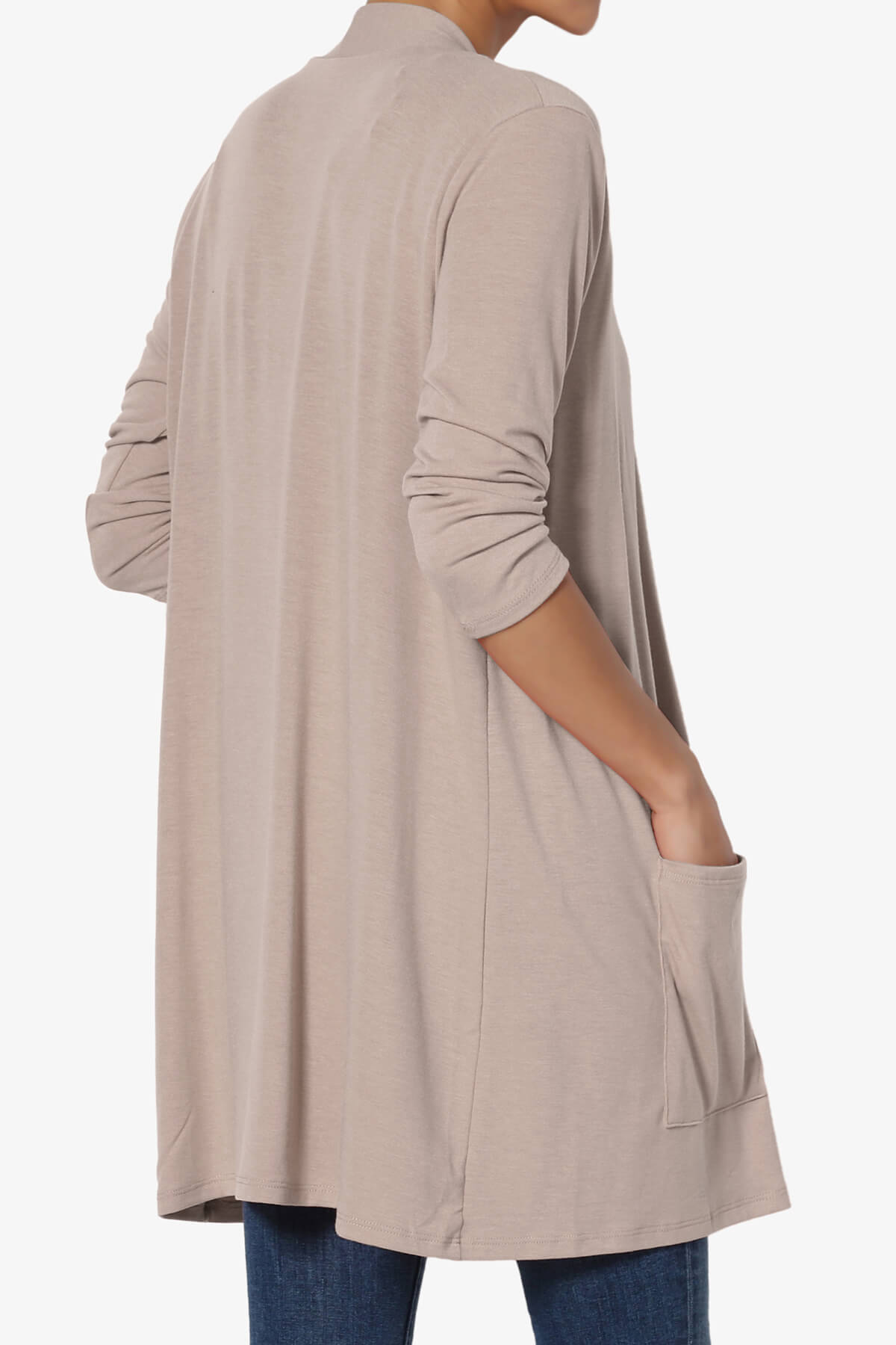 Daday Slouchy Pocket 3/4 Sleeve Cardigan LIGHT MOCHA_4