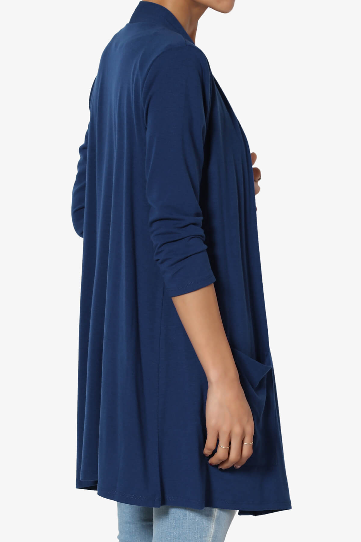 Daday Slouchy Pocket 3/4 Sleeve Cardigan LIGHT NAVY_4
