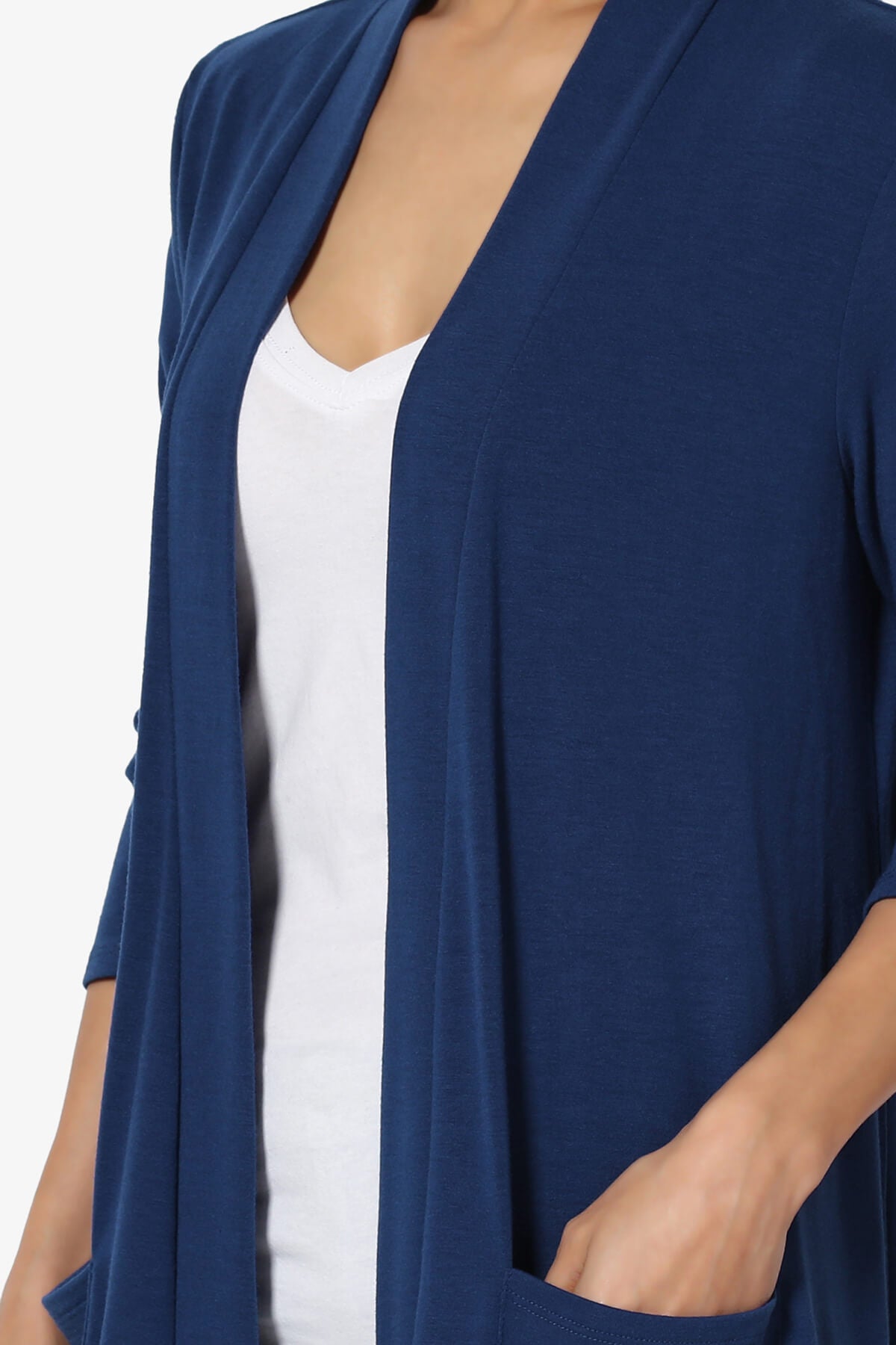Daday Slouchy Pocket 3/4 Sleeve Cardigan LIGHT NAVY_5