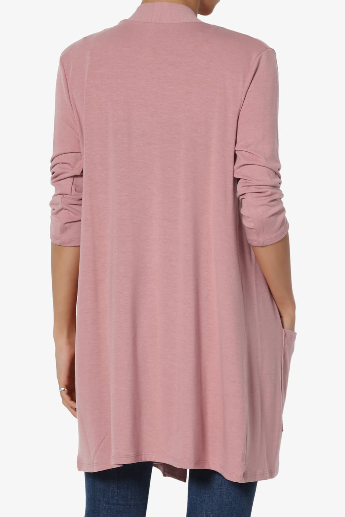 Daday Slouchy Pocket 3/4 Sleeve Cardigan LIGHT ROSE_2