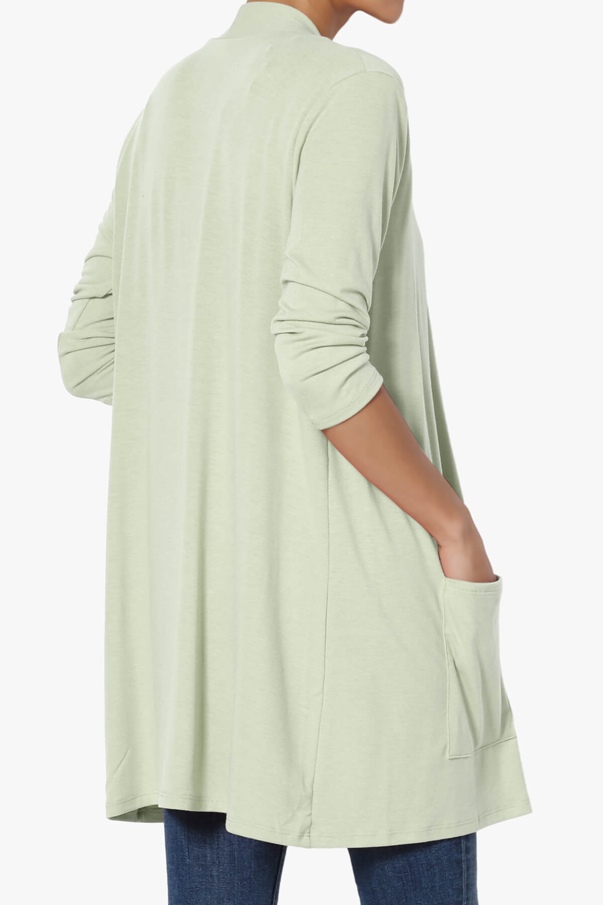Daday Slouchy Pocket 3/4 Sleeve Cardigan LIGHT SAGE_4