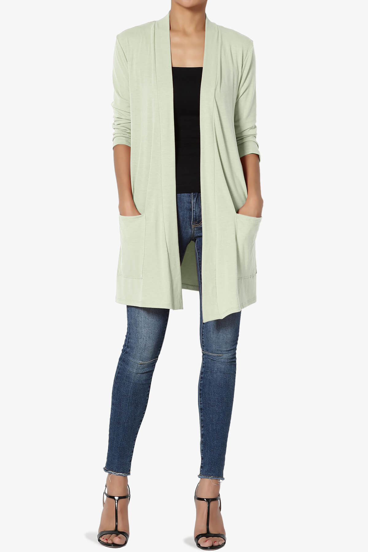 Daday Slouchy Pocket 3/4 Sleeve Cardigan LIGHT SAGE_6
