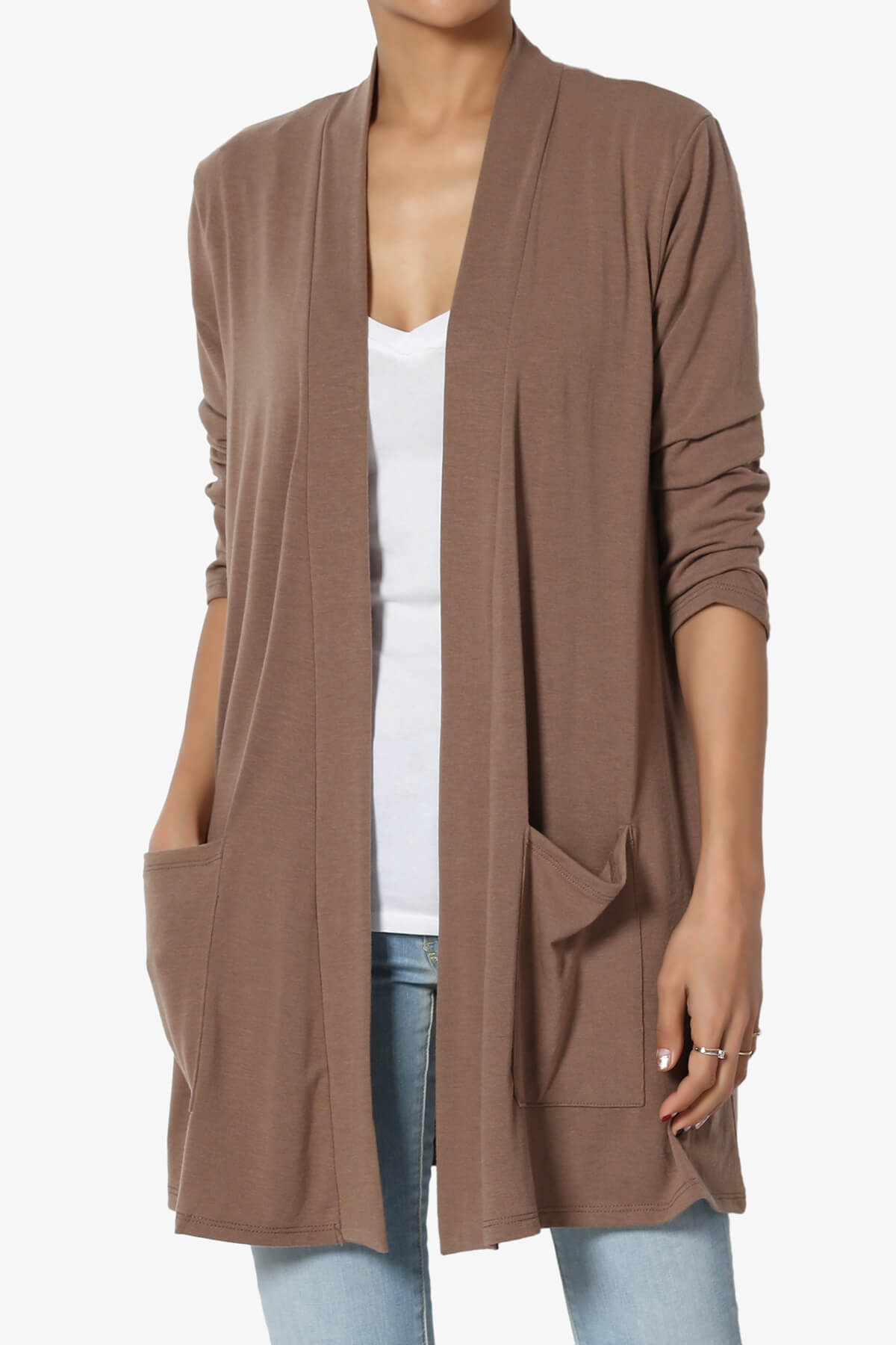 Daday Slouchy Pocket 3/4 Sleeve Cardigan MOCHA_1