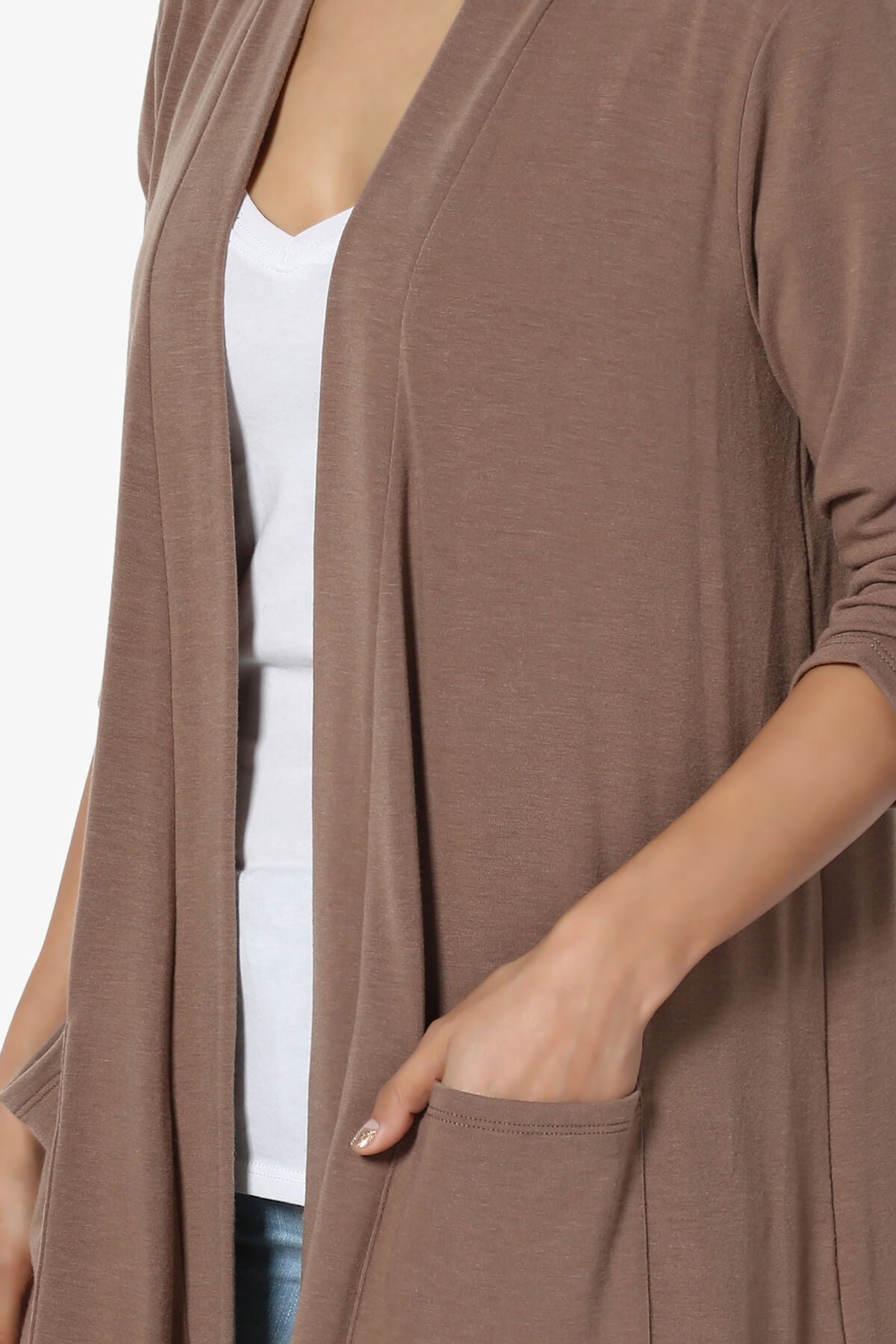 Daday Slouchy Pocket 3/4 Sleeve Cardigan MOCHA_5