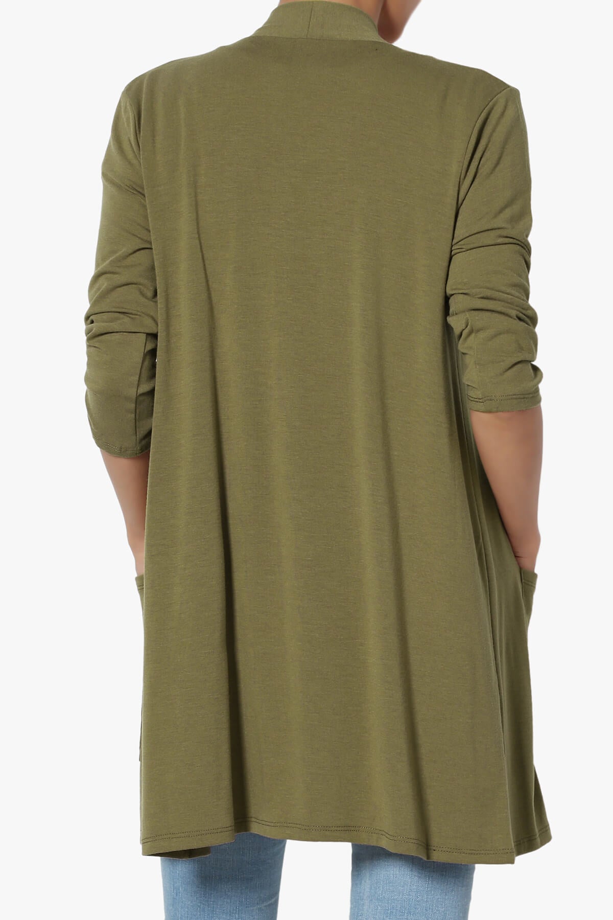 Daday Slouchy Pocket 3/4 Sleeve Cardigan OLIVE KHAKI_2