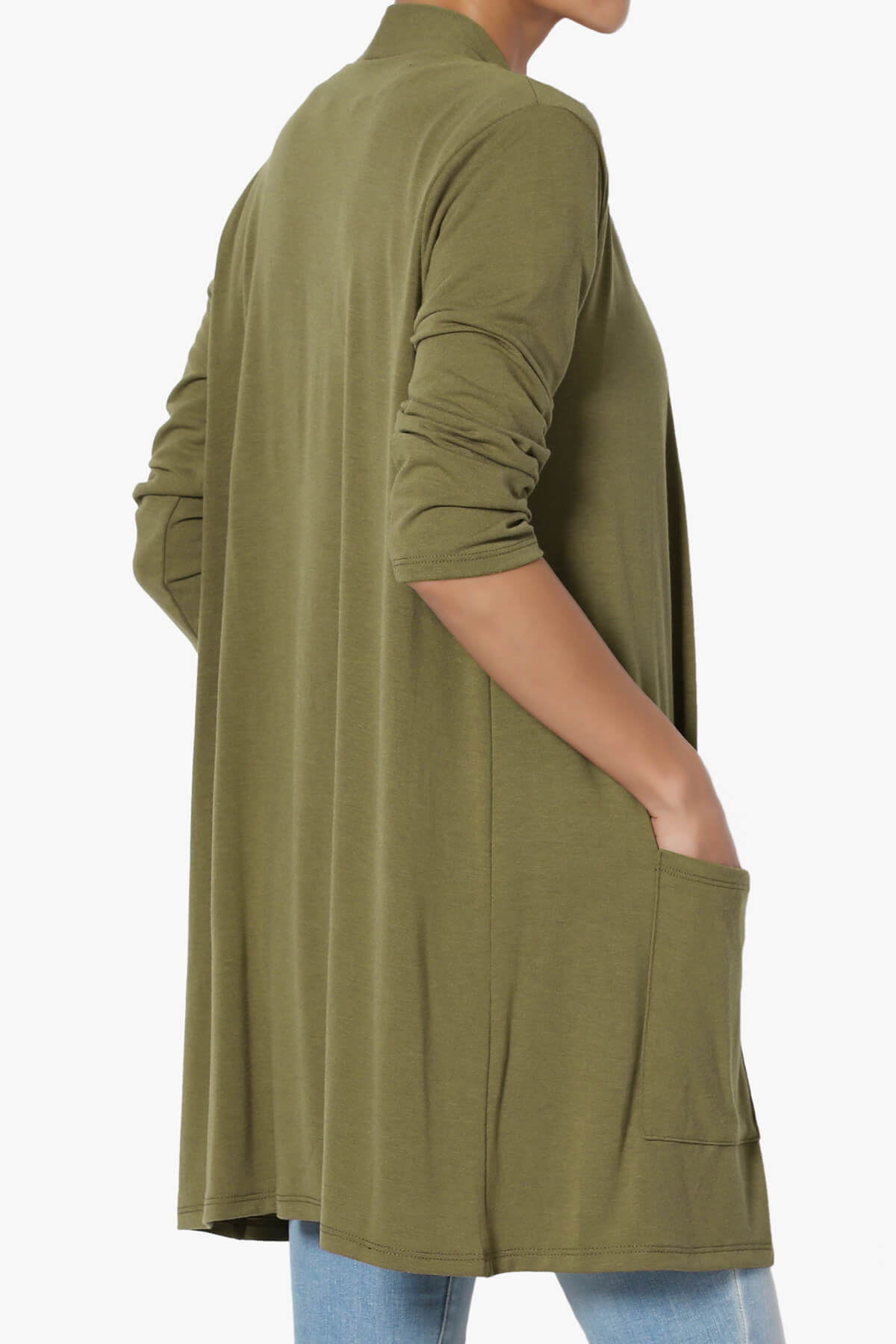 Daday Slouchy Pocket 3/4 Sleeve Cardigan OLIVE KHAKI_4