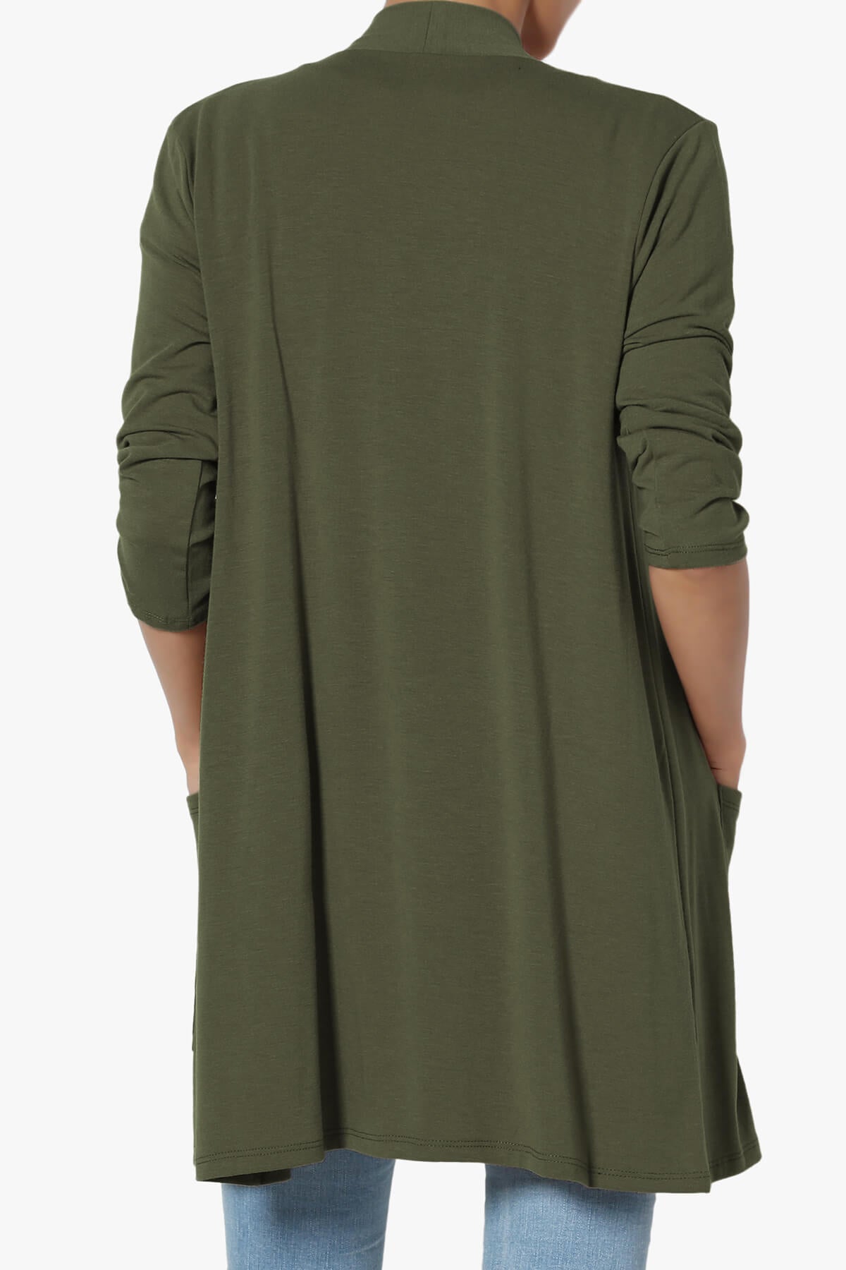Daday Slouchy Pocket 3/4 Sleeve Cardigan OLIVE_2