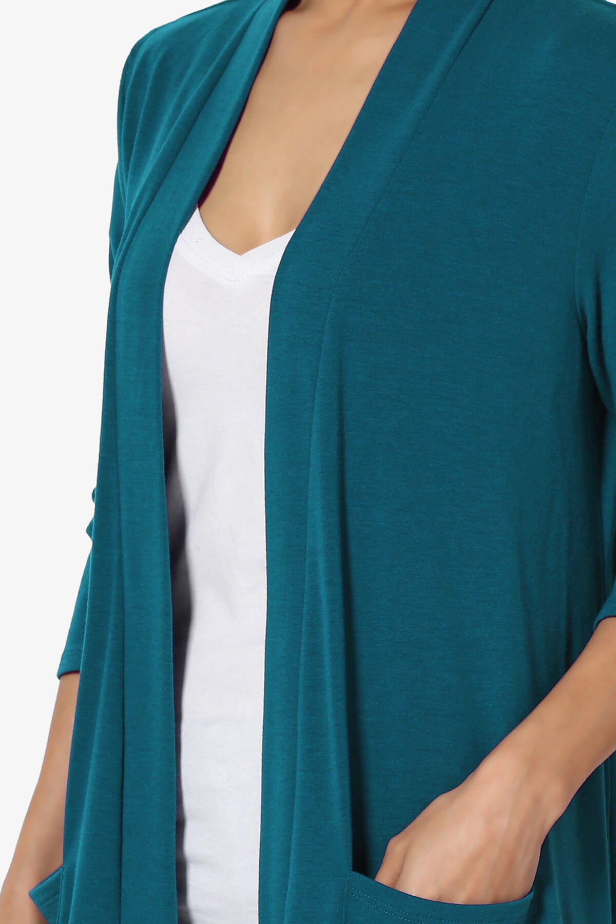 Daday Slouchy Pocket 3/4 Sleeve Cardigan TEAL_5