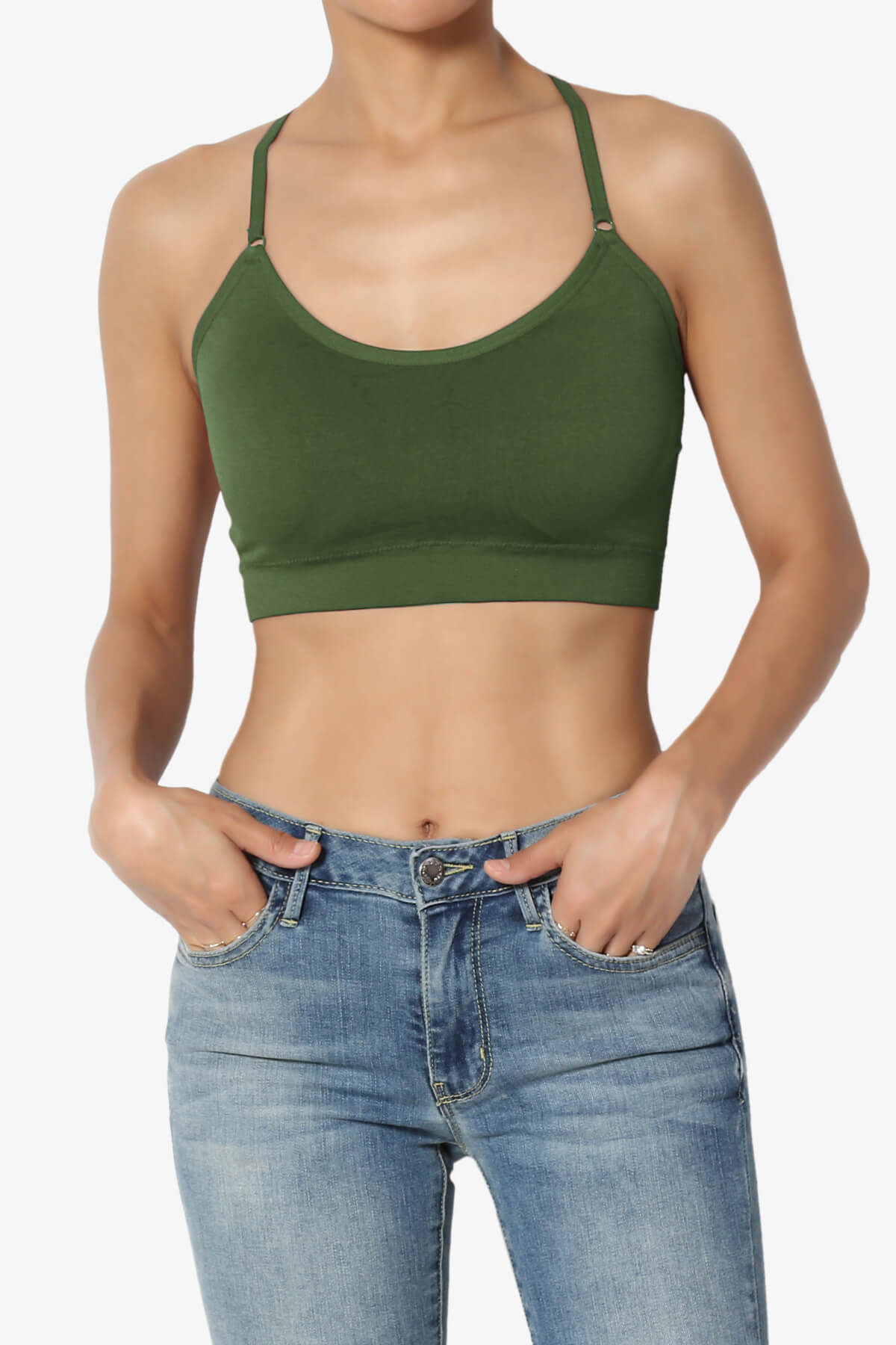 Dassie Padded Cross Back Bra Top ARMY GREEN_1