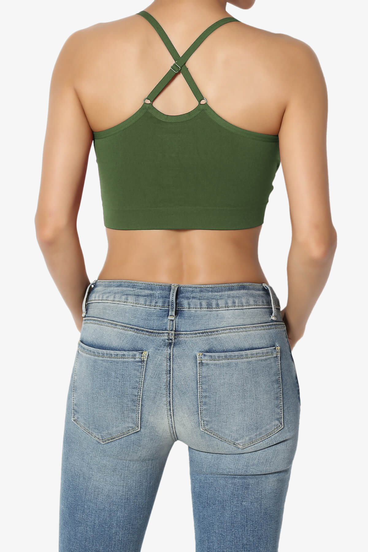 Dassie Padded Cross Back Bra Top ARMY GREEN_2
