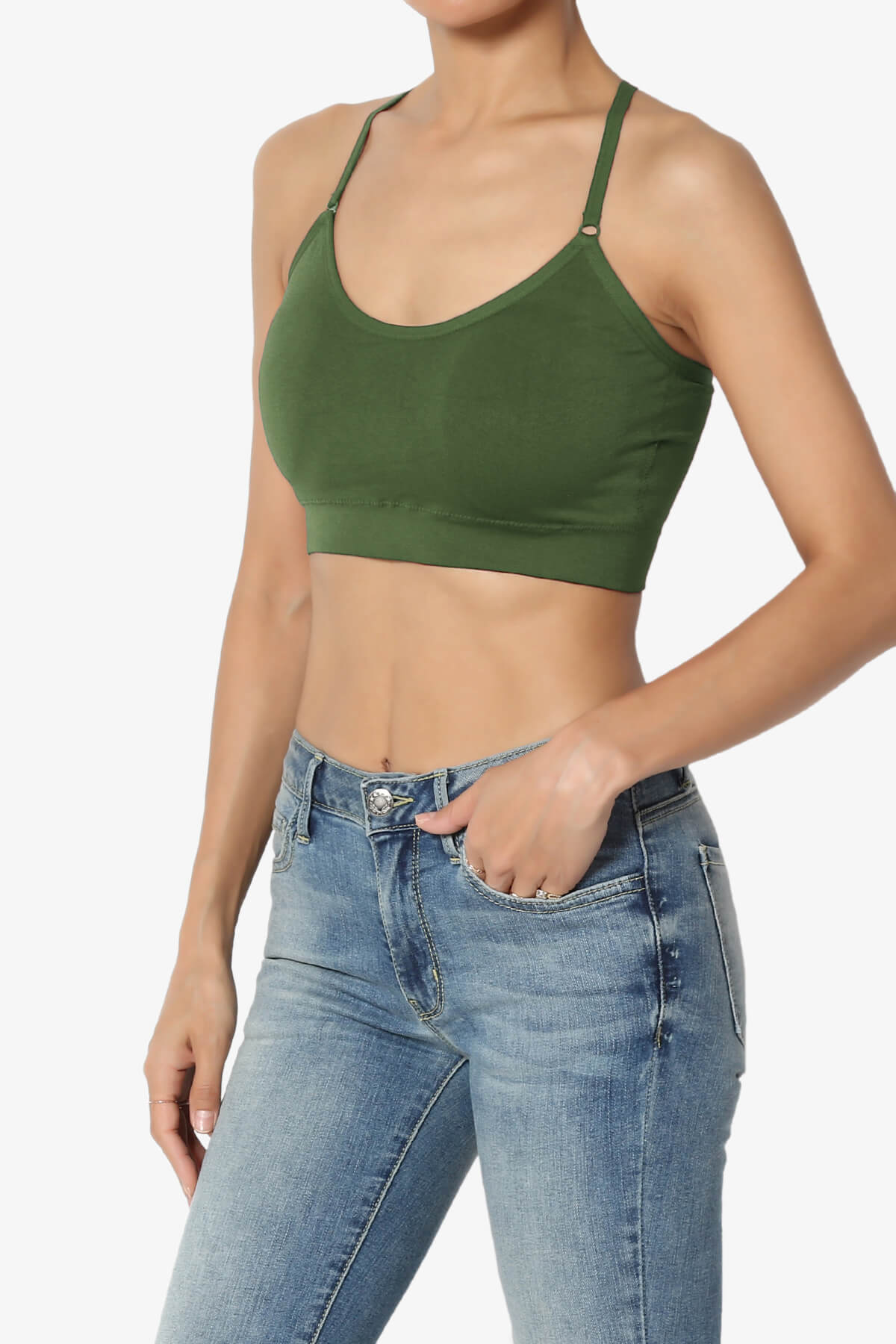 Dassie Padded Cross Back Bra Top ARMY GREEN_3