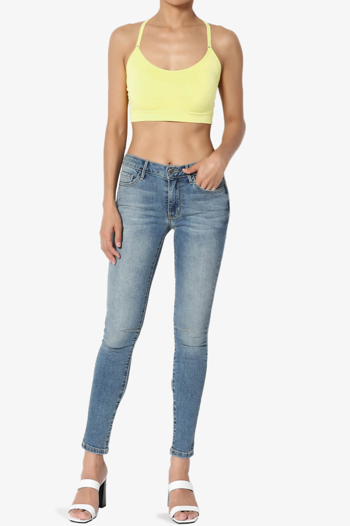 Dassie Padded Cross Back Bra Top BANANA_6