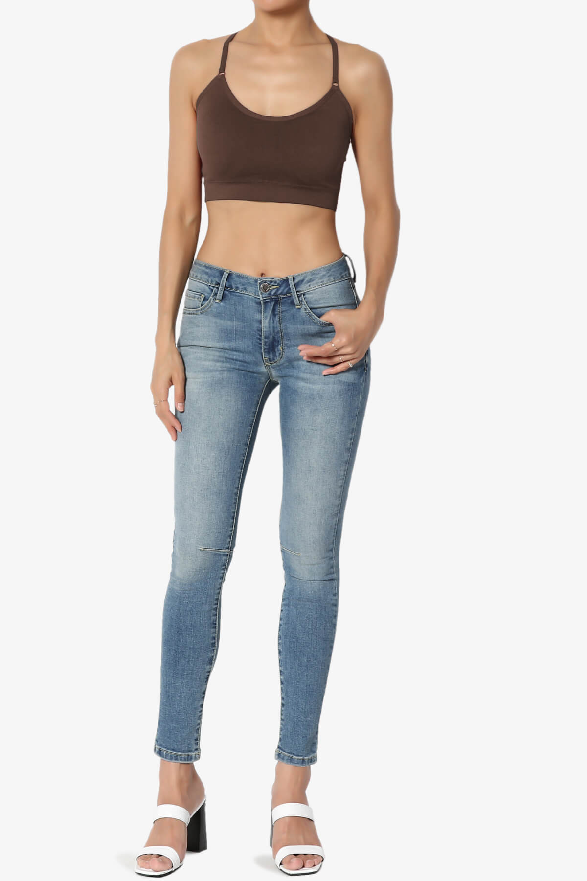 Dassie Padded Cross Back Bra Top BROWN_6