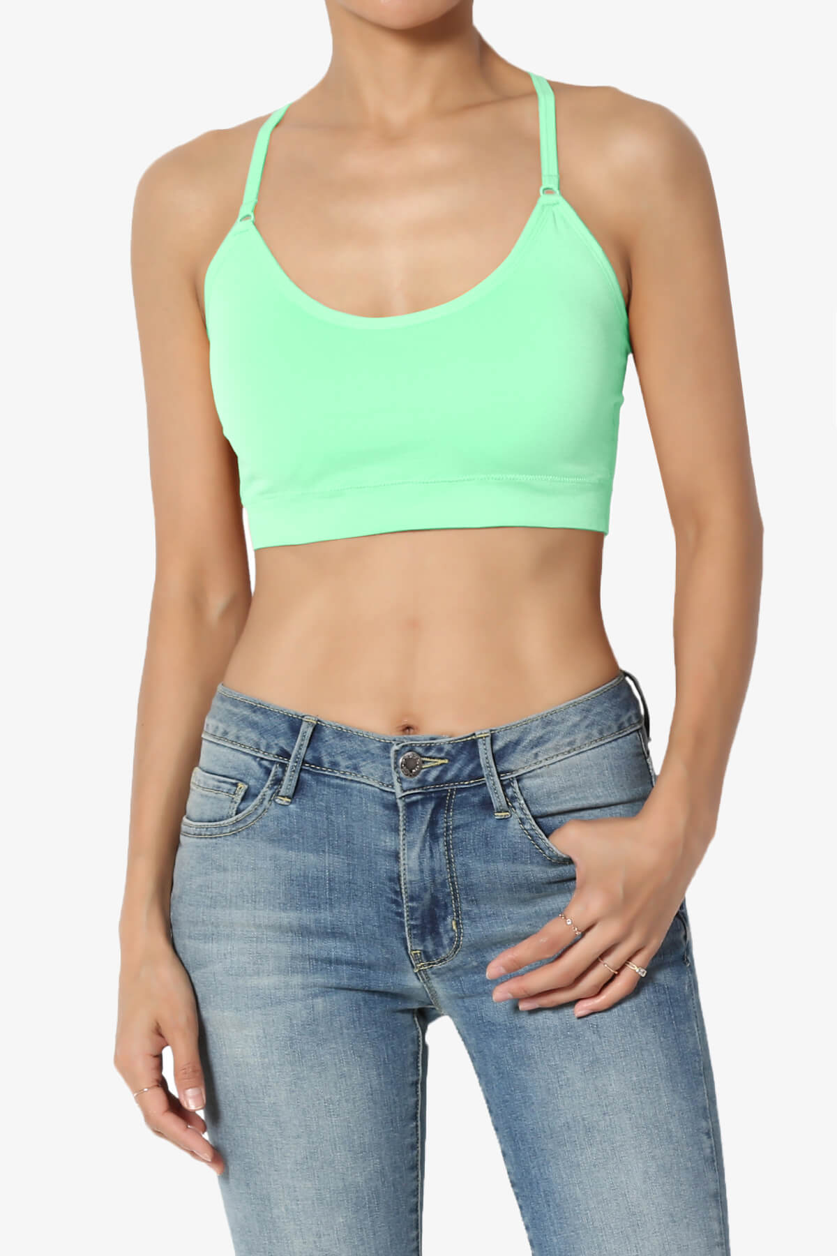 Dassie Padded Cross Back Bra Top GREEN MINT_1