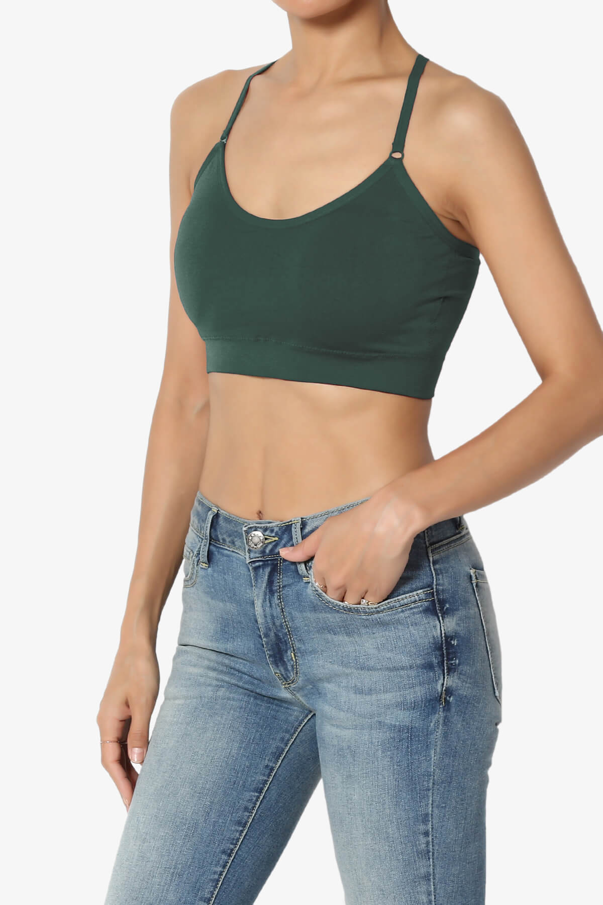 Dassie Padded Cross Back Bra Top HUNTER GREEN_3