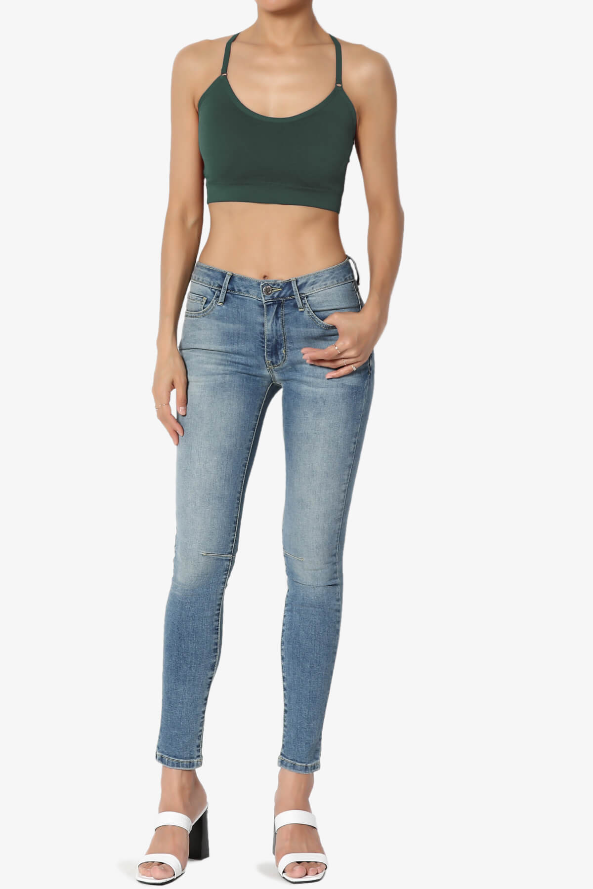 Dassie Padded Cross Back Bra Top HUNTER GREEN_6